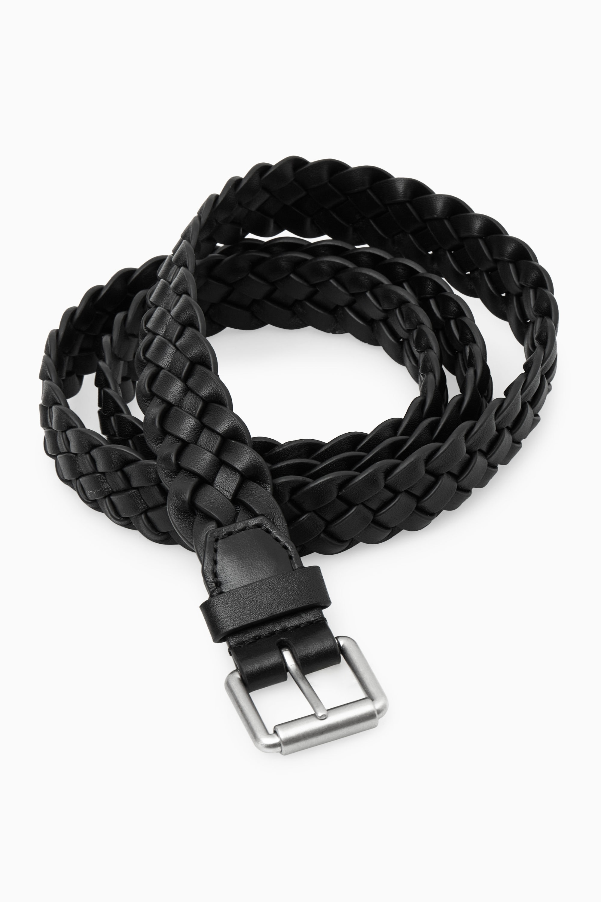 SLIM WOVEN LEATHER BELT - BLACK | COS