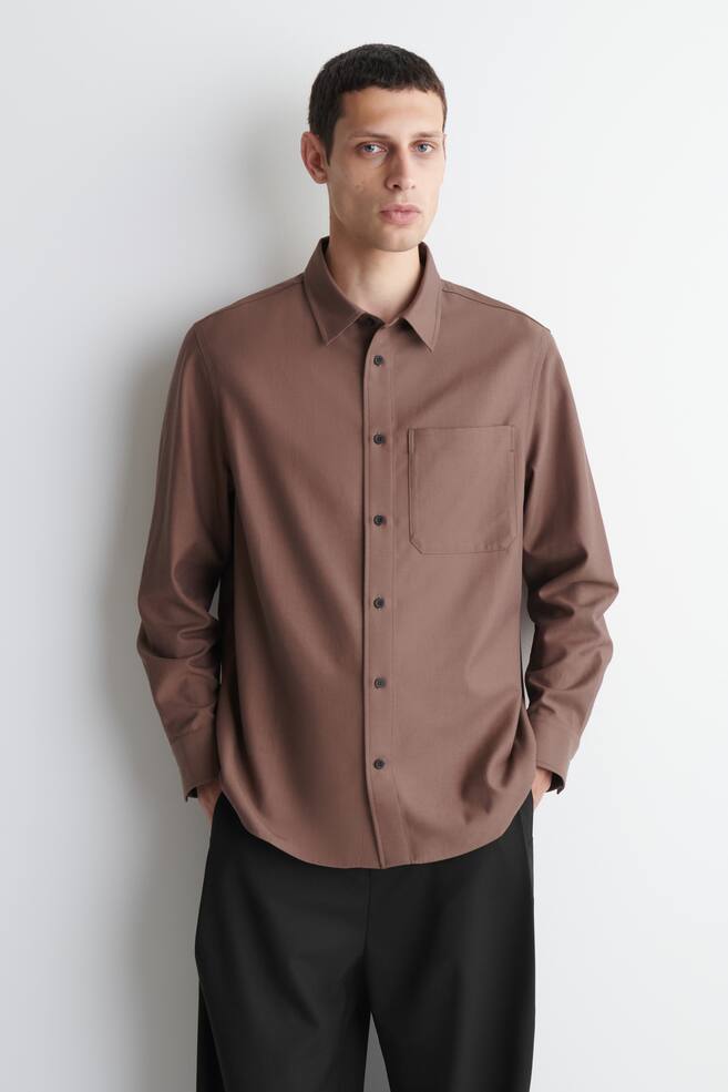 RELAXED TWILL SHIRT - CLAY RED/DARK GREEN - 1