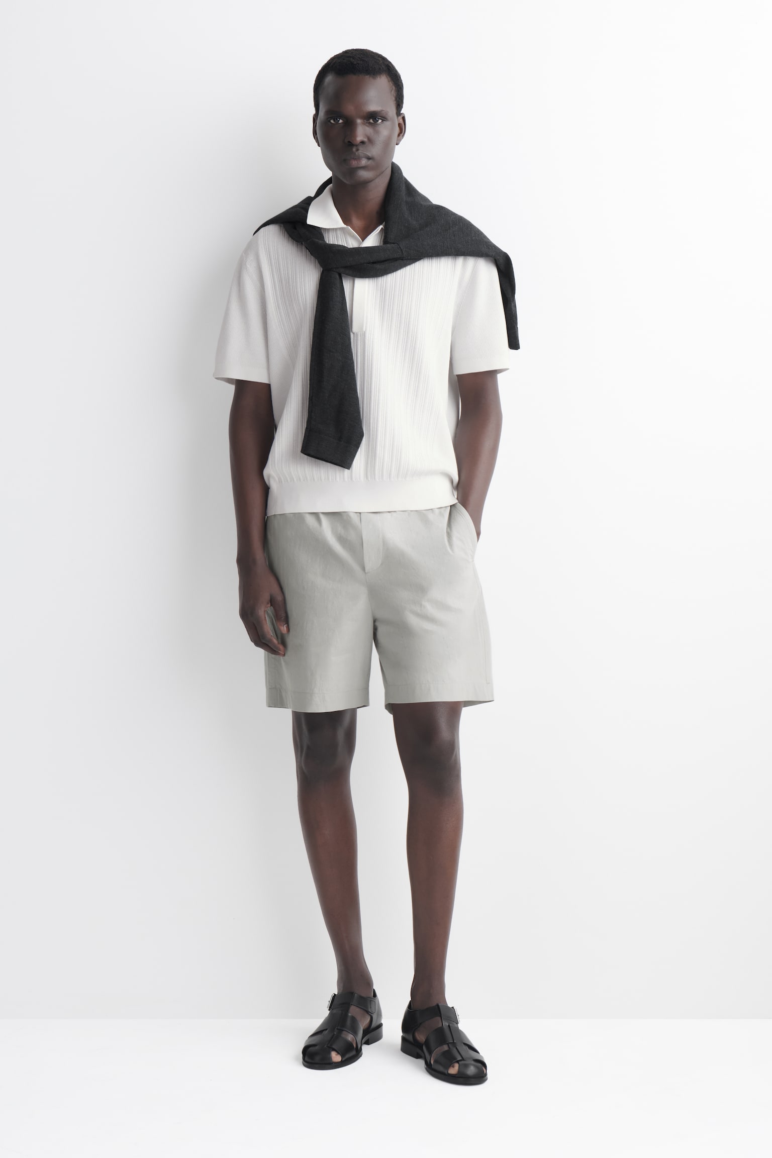 SHORTS AUS BAUMWOLLE MIT ELASTISCHEM BUND - GRAU/SCHWARZ/BLAU - 1