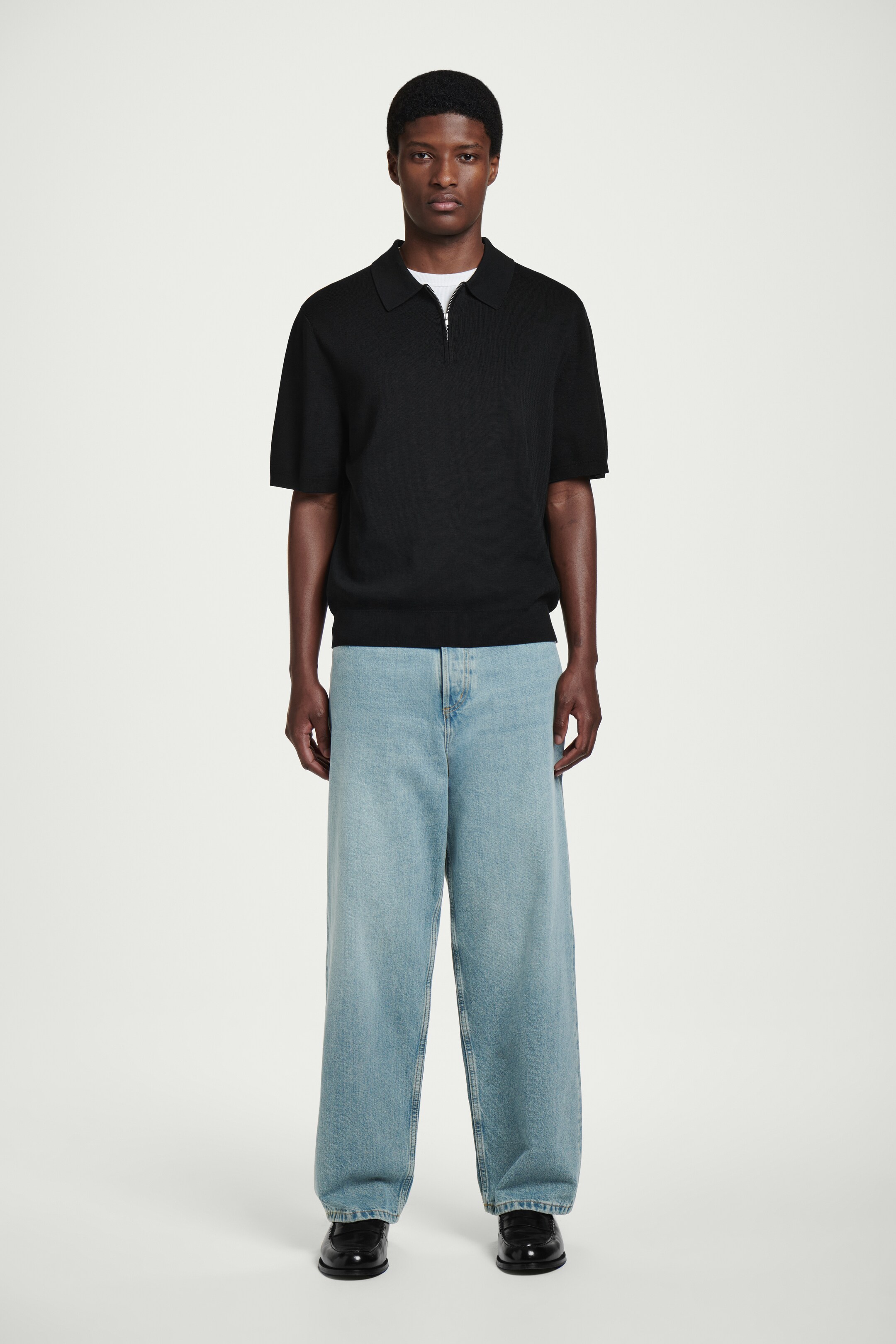 Agrandir l'image: POLO REGULAR DEMI-ZIPPÉ EN MAILLE - NOIR - HOMME | H&M CH 2