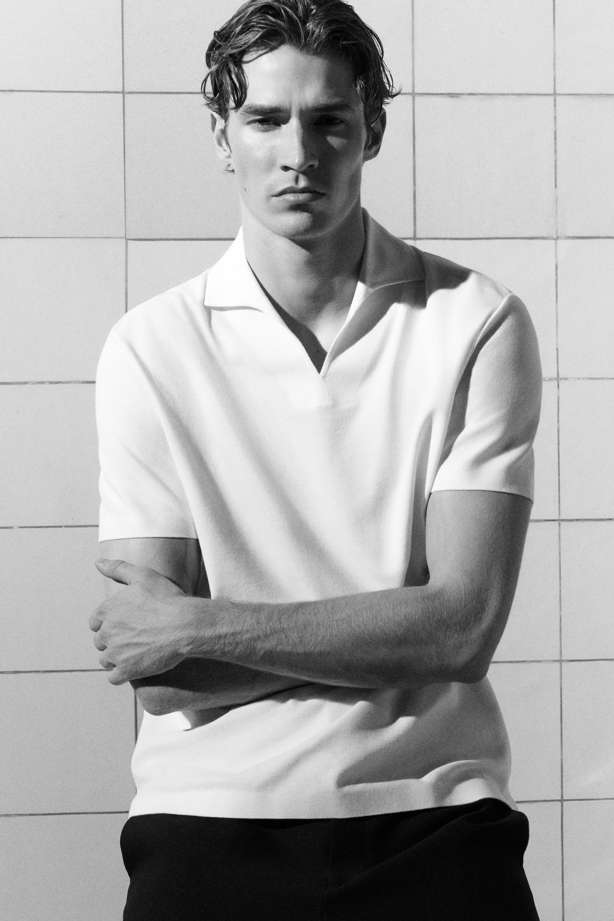 トップス Herlipto Pique Polo Knit Top white Polo white Knit トップス Herlipto Pique Top