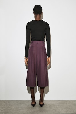 PLEATED COTTON CULOTTES — BORDEAUX 3