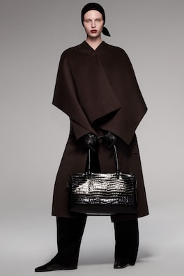 DOUBLE-FACED WOOL-BLEND CAPE — BROWN 8