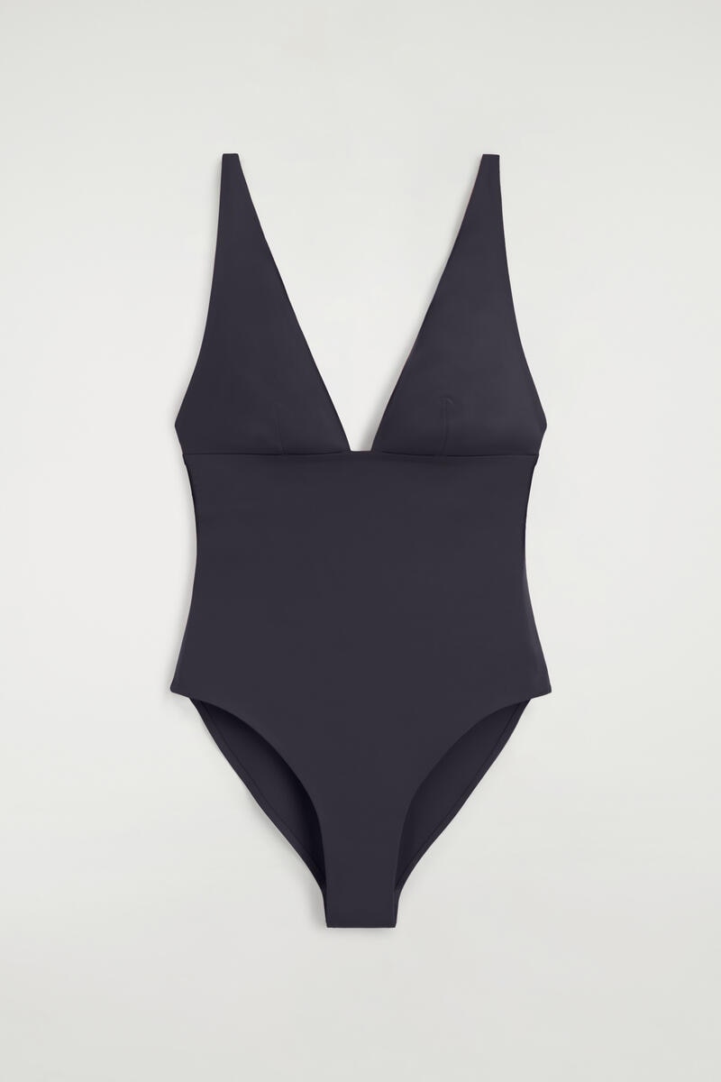 Bonded-Scuba V-Neck Swimsuit