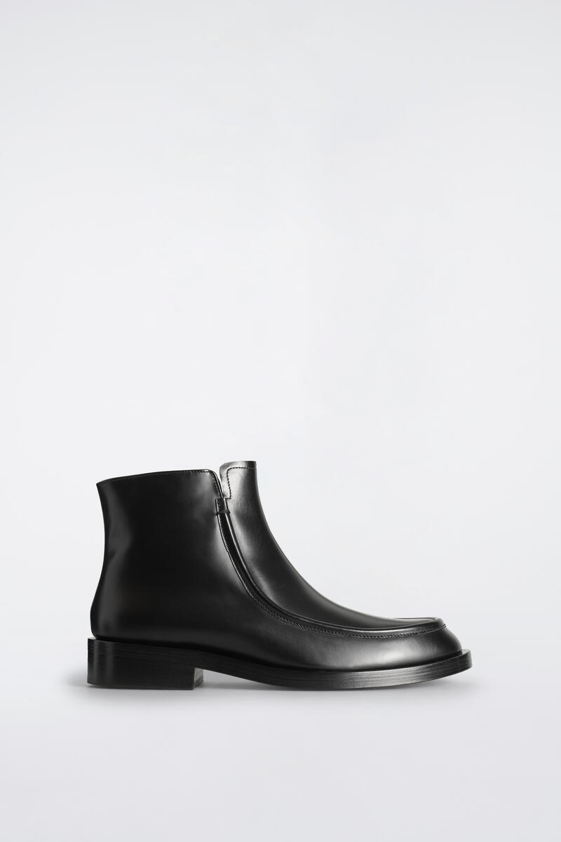 Cos Leather Apron Boots In Black