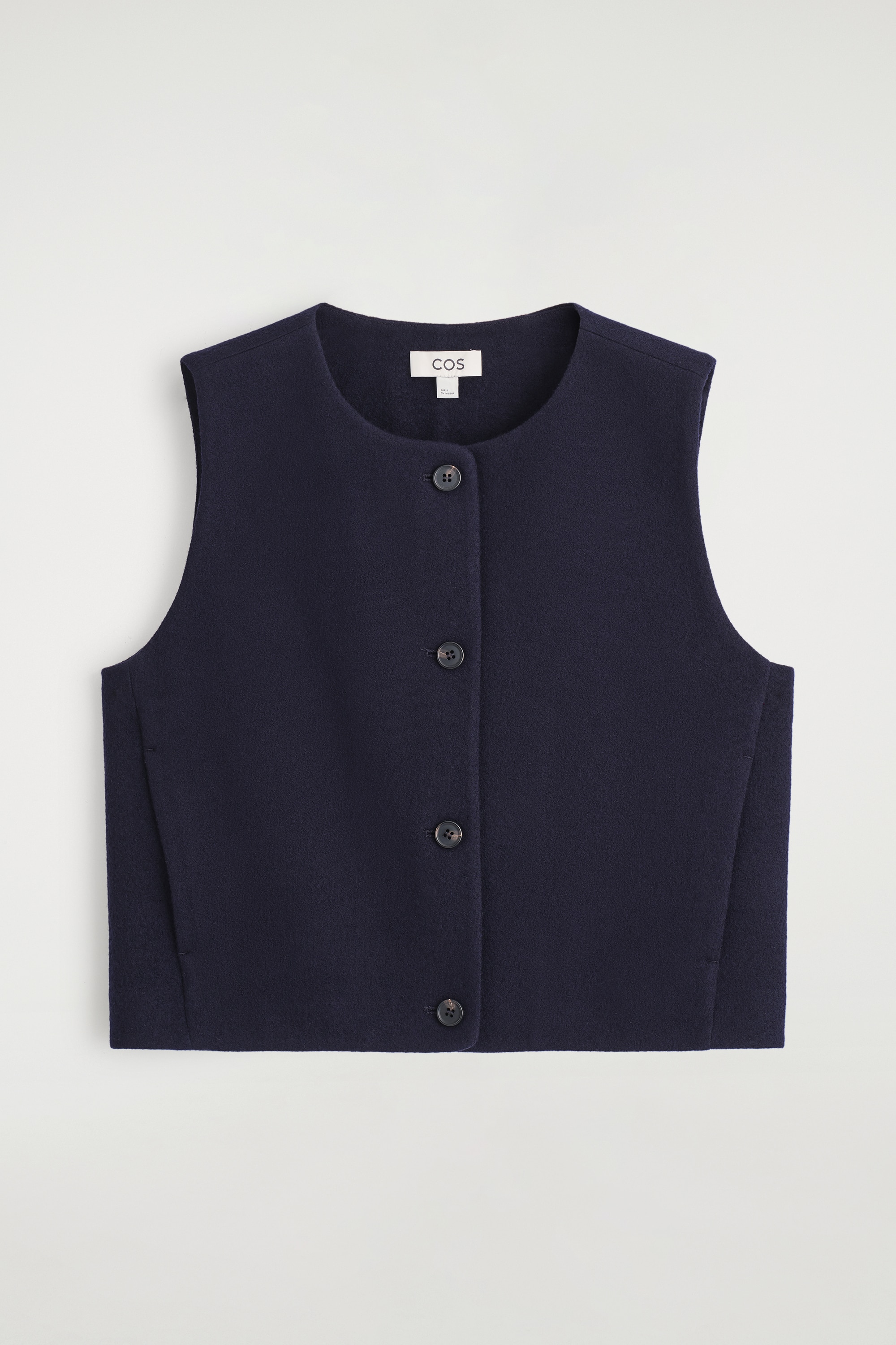 BOILED MERINO WOOL WAISTCOAT - NAVY/STONE MÉLANGE