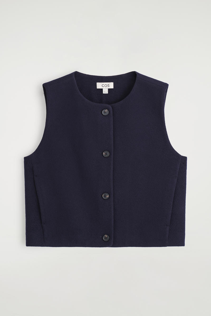 Cos Boiled Merino Wool Vest In Blue