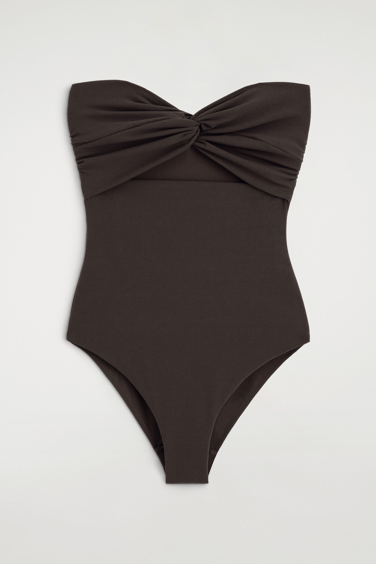TWISTED TEXTURED CUTOUT SWIMSUIT — BROWN