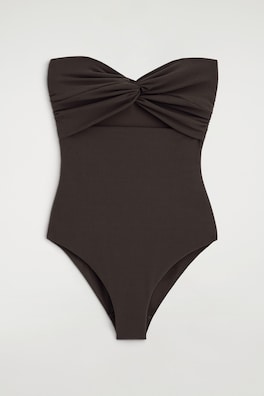 TWISTED TEXTURED CUTOUT SWIMSUIT — BROWN 5