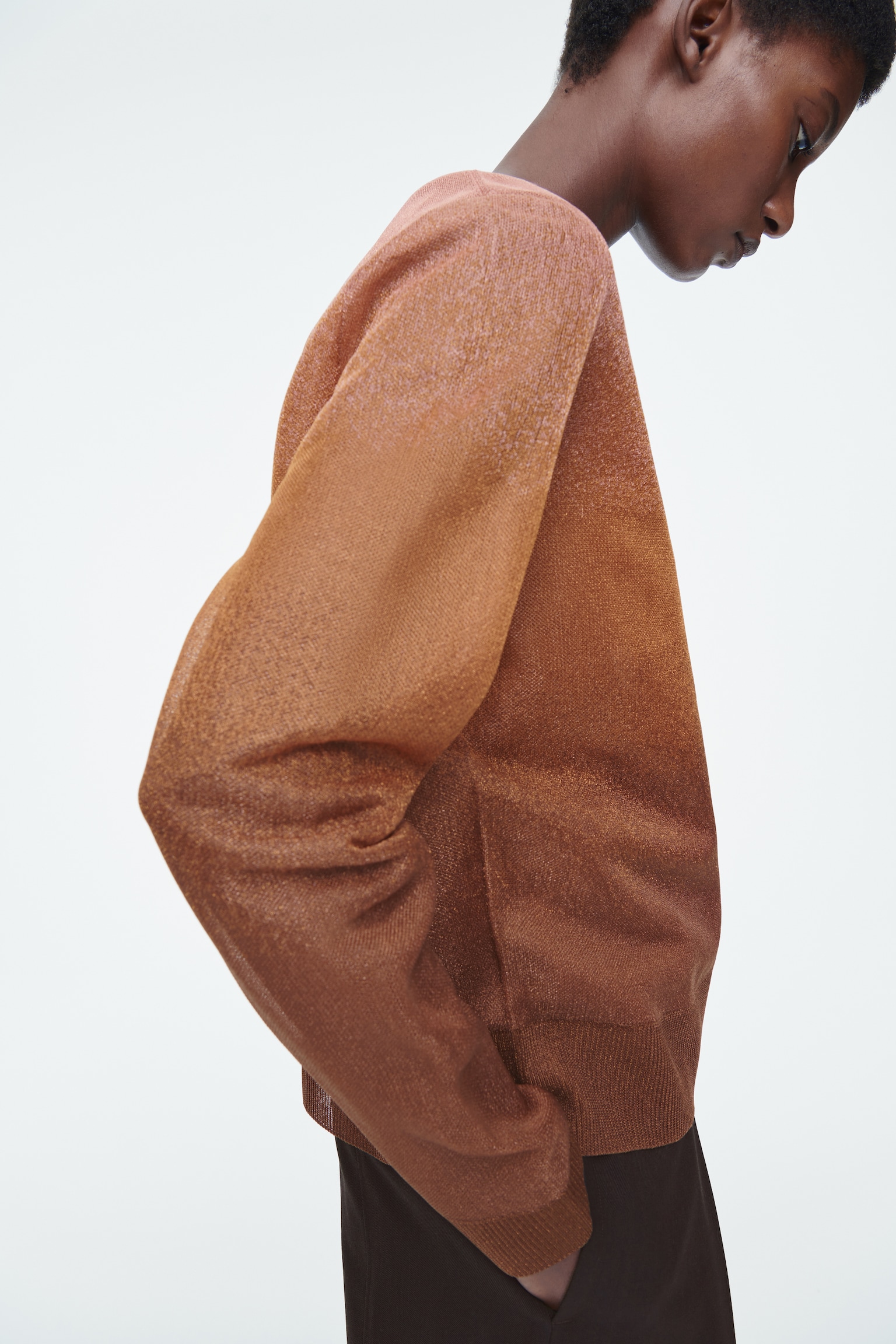 SHEER FINE-KNIT CARDIGAN - BROWN - 6