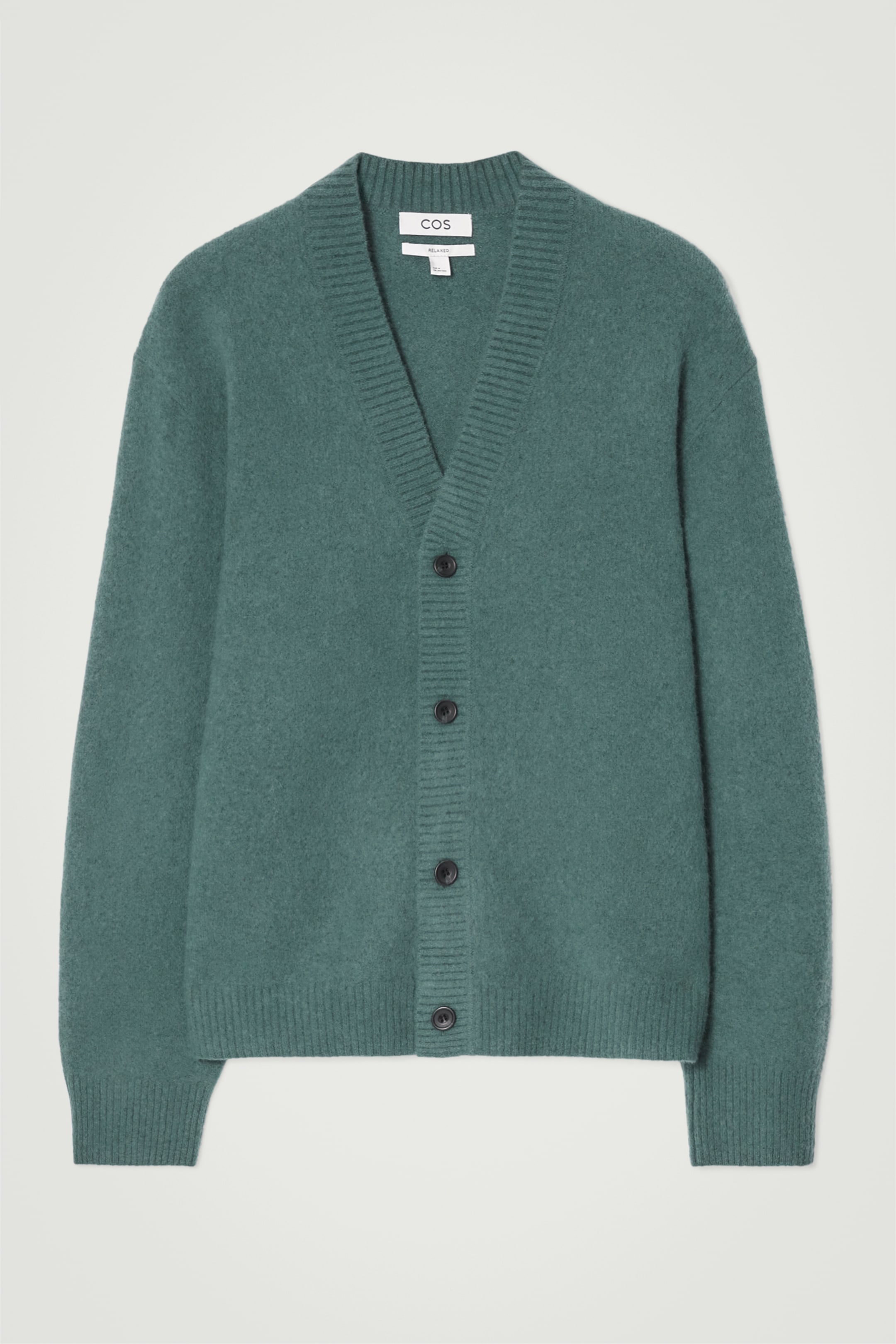 View larger image: BRUSHED-WOOL V-NECK CARDIGAN - TEAL - Men | H&M GB 1