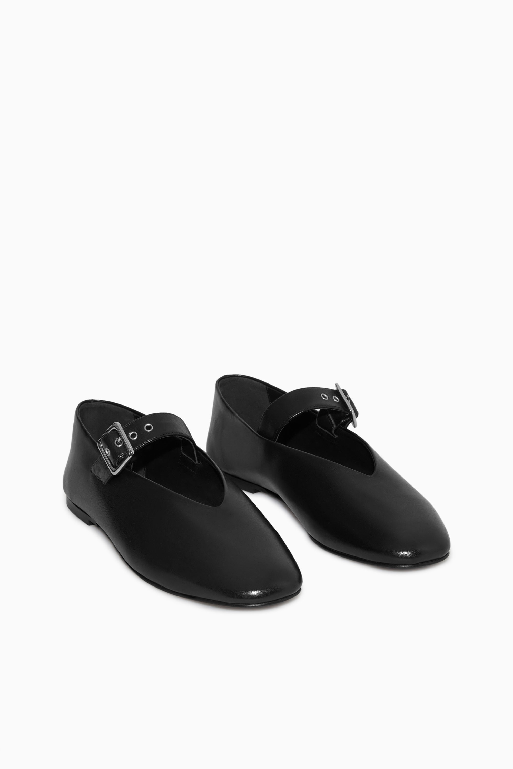 LEATHER MARY-JANE FLATS - BLACK | COS