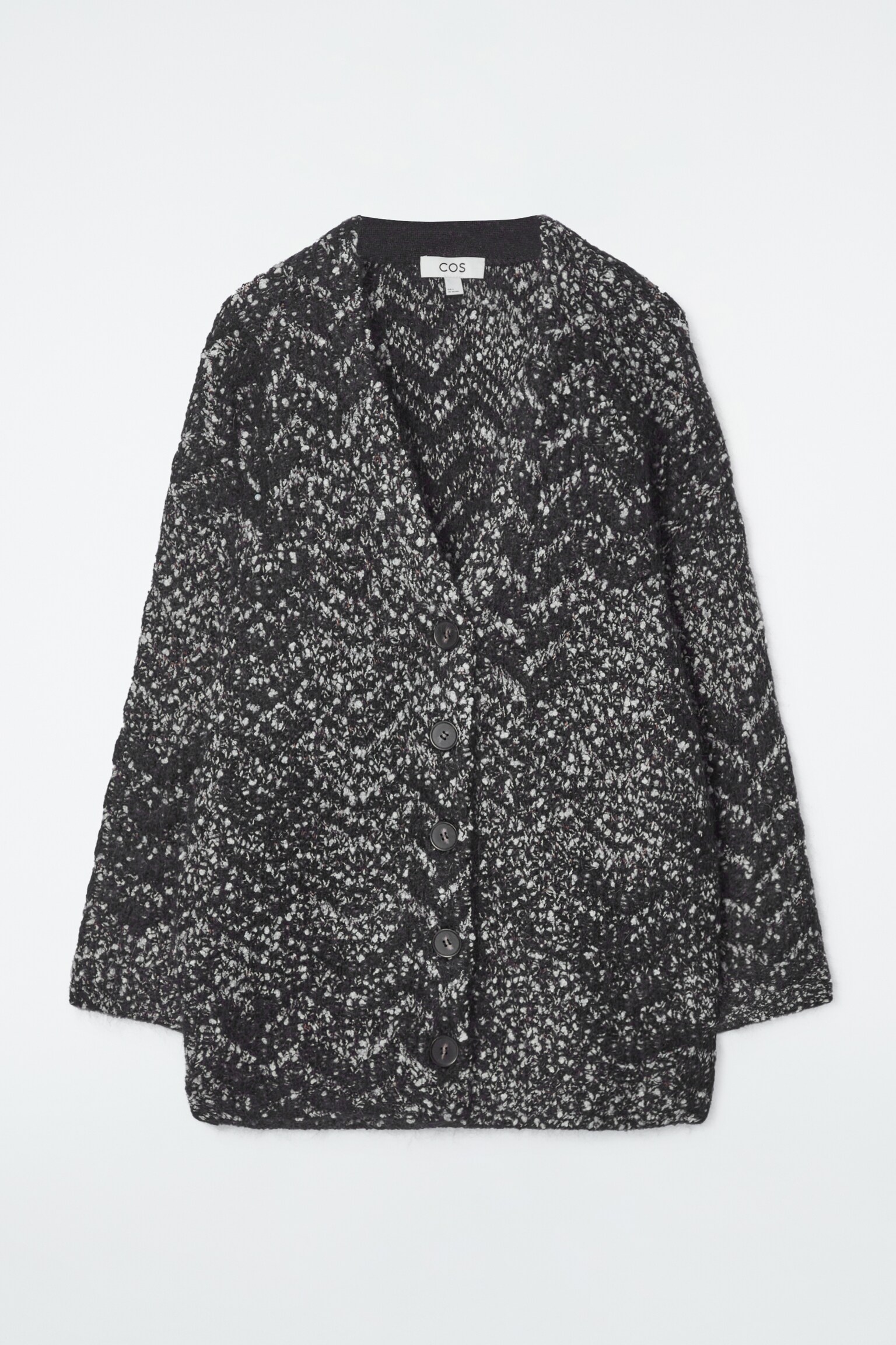 CARDIGAN OVERSIZE EN MOHAIR MÉLANGÉ À CHEVRONS - NOIR / CHEVRONS