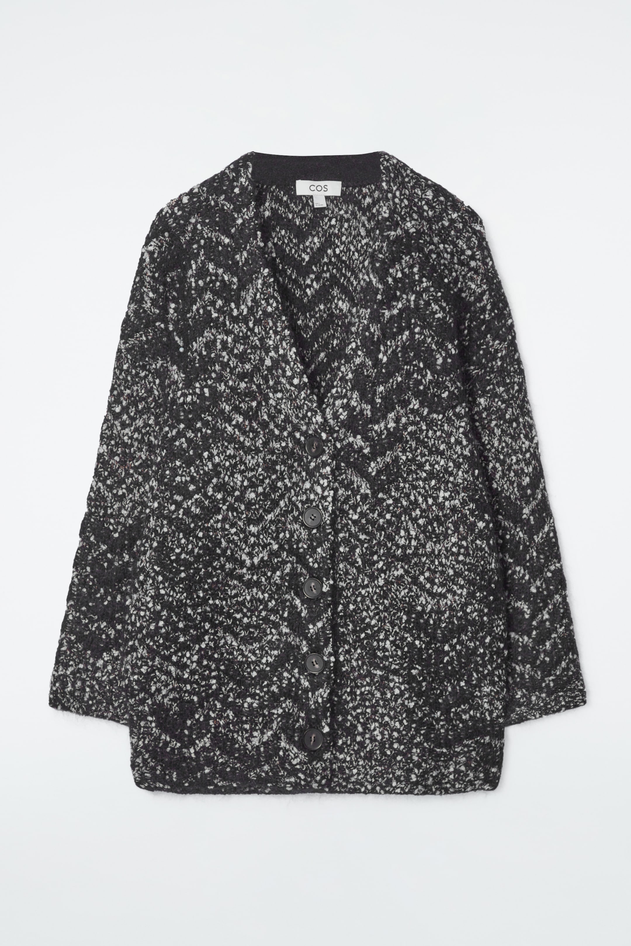 Agrandir l'image: CARDIGAN OVERSIZE EN MOHAIR MÉLANGÉ À CHEVRONS - NOIR / CHEVRONS - FEMME | H&M CH 1