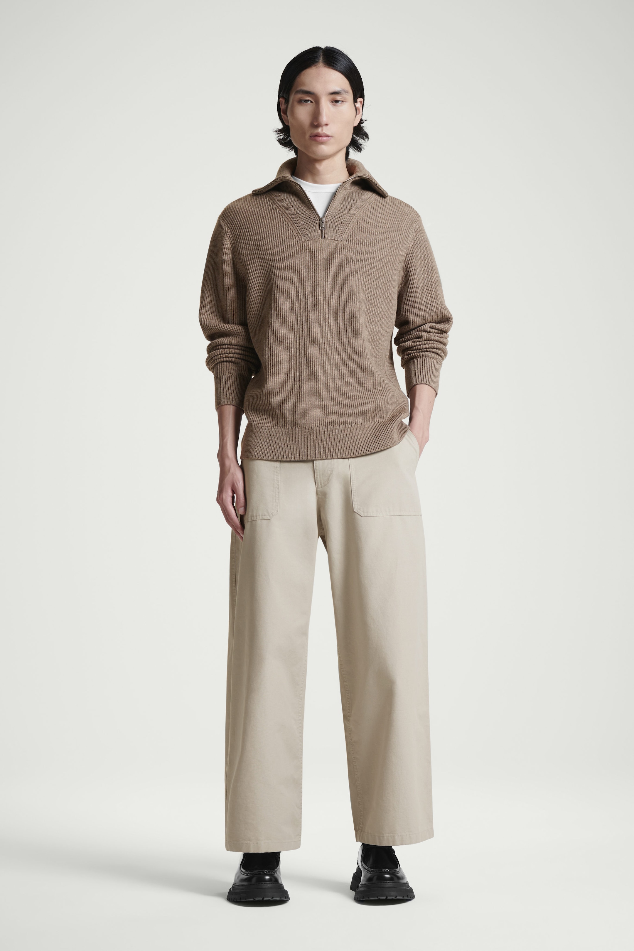 WIDE-LEG COTTON UTILITY TROUSERS