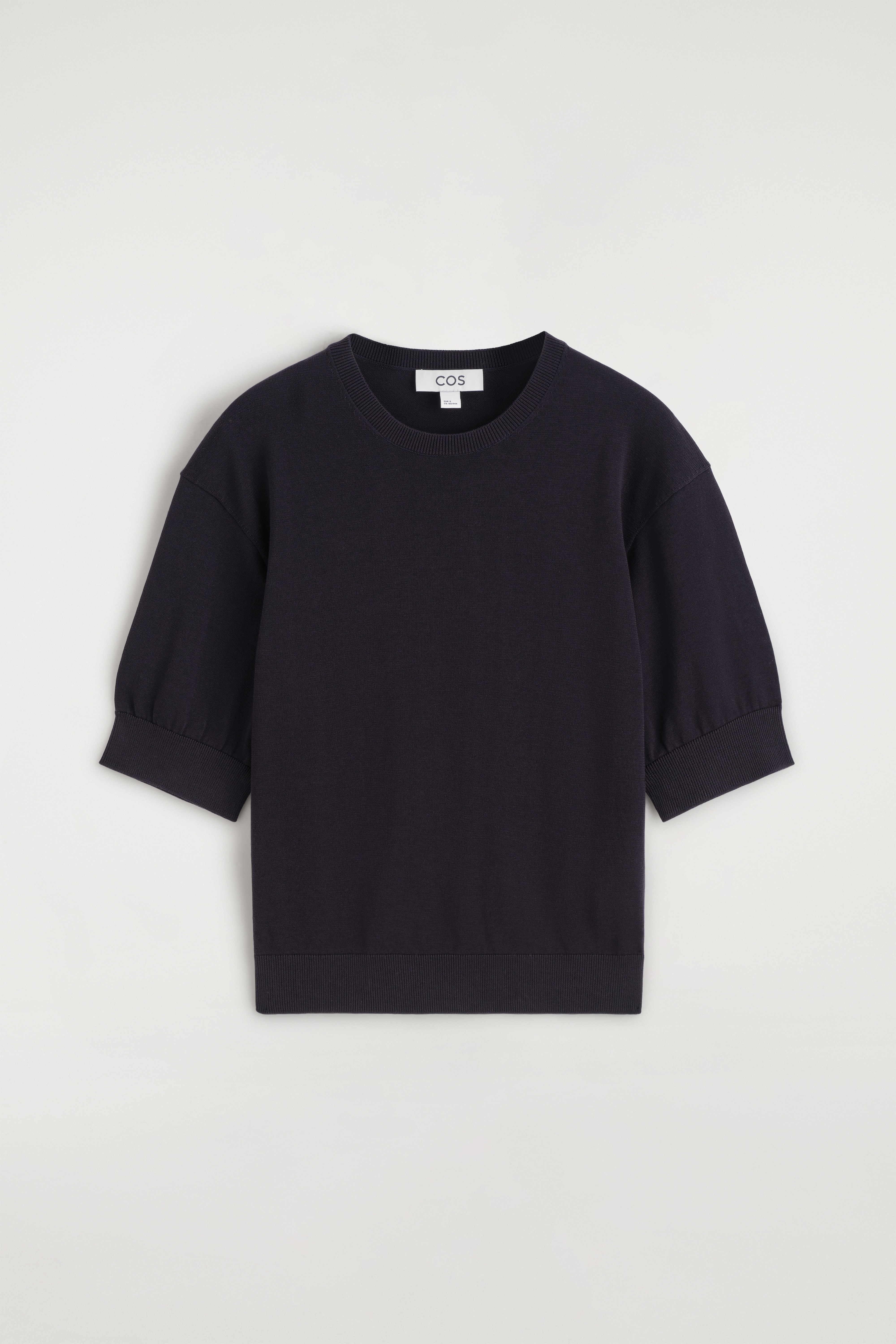 T-SHIRT IN MAGLIA DI COTONE - BLU NAVY/BIANCO SPORCO/MARRONE SCURO