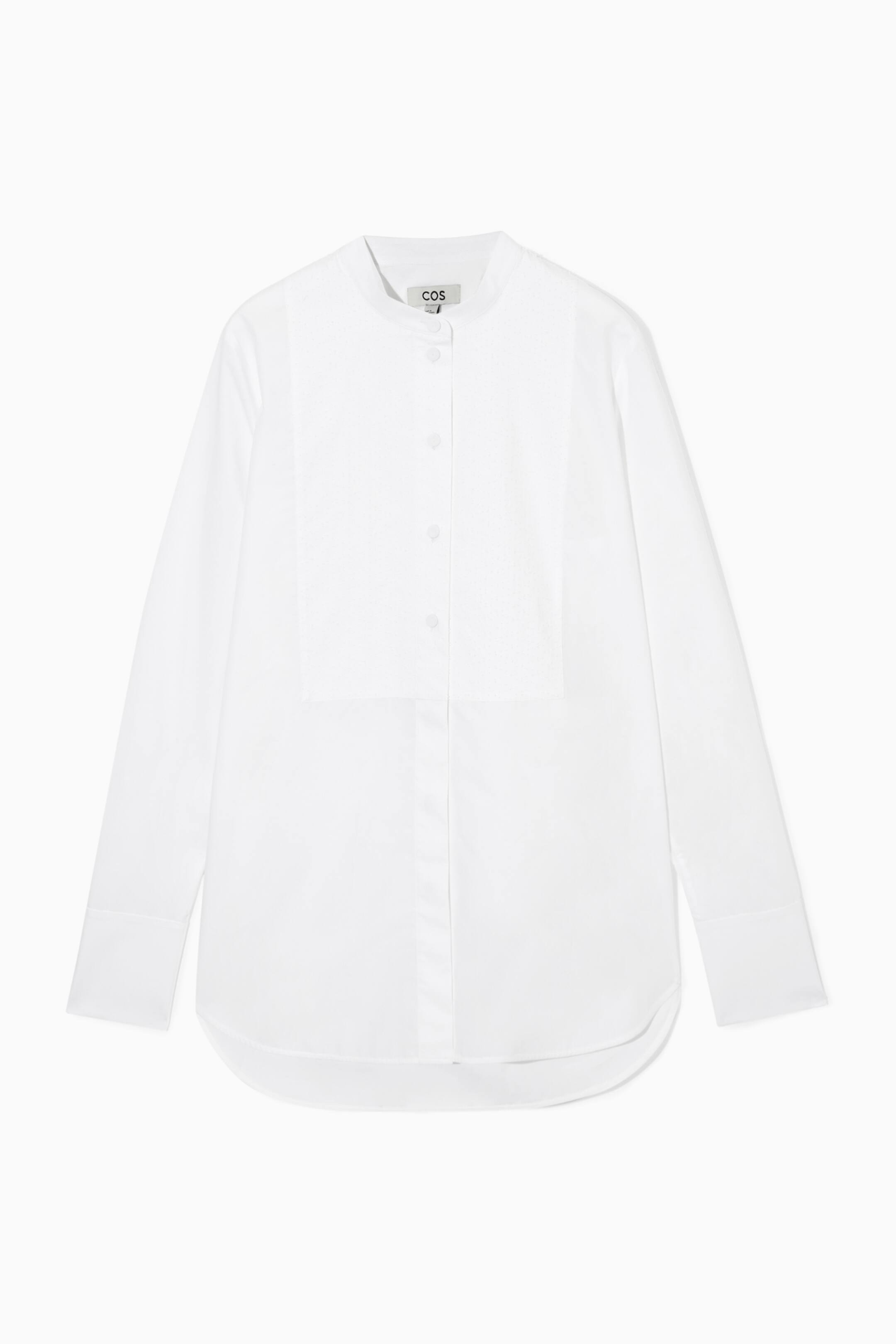 Se større billede: TUXEDO-BIB COTTON-POPLIN SHIRT - WHITE - DAME | H&M DK 1