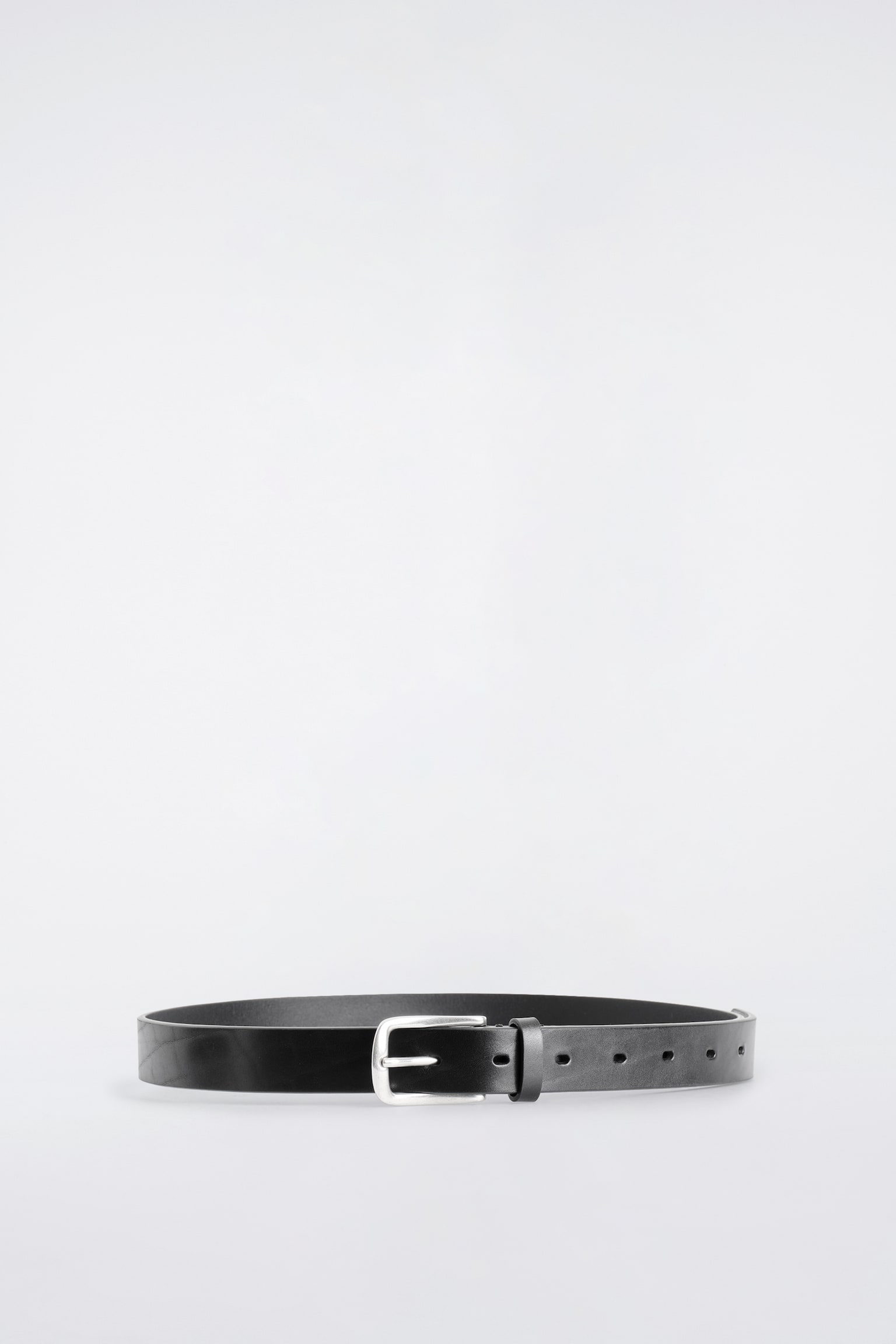 SQUARE-BUCKLE LEATHER BELT - שחור/חום - 1