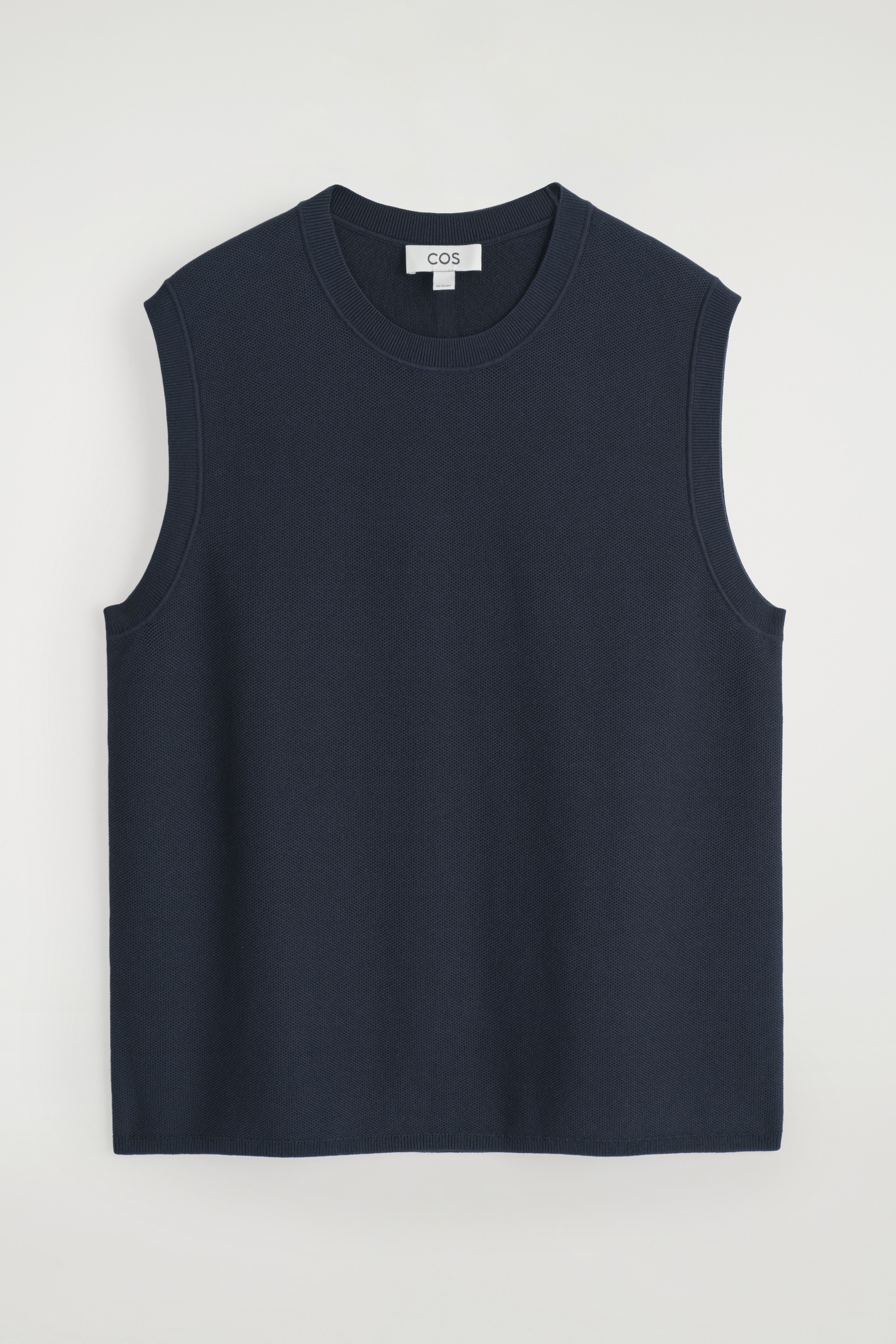 HONEYCOMB-KNIT TANK TOP - NAVY