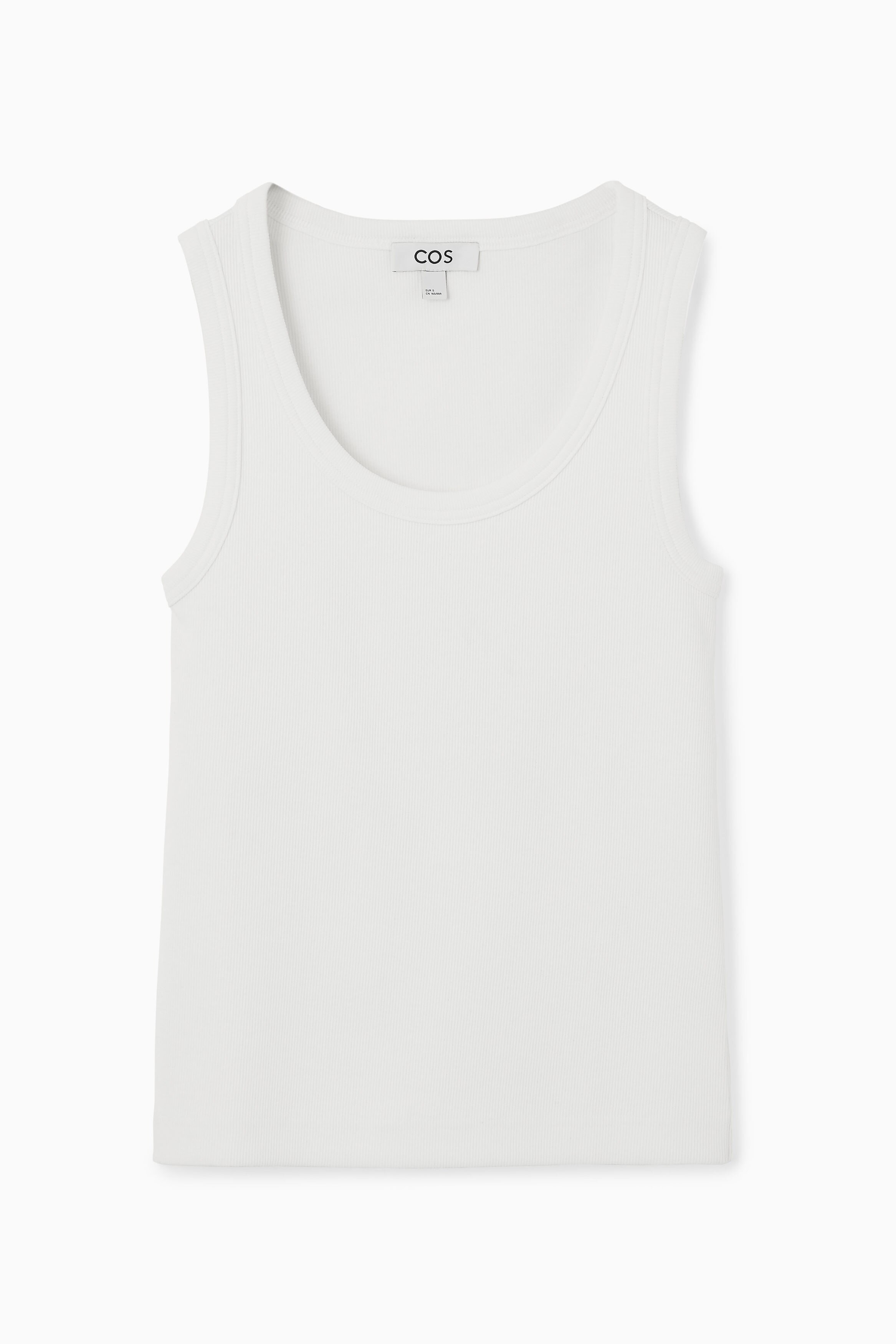 SCOOP-NECK RIBBED TANK TOP - WHITE | COS