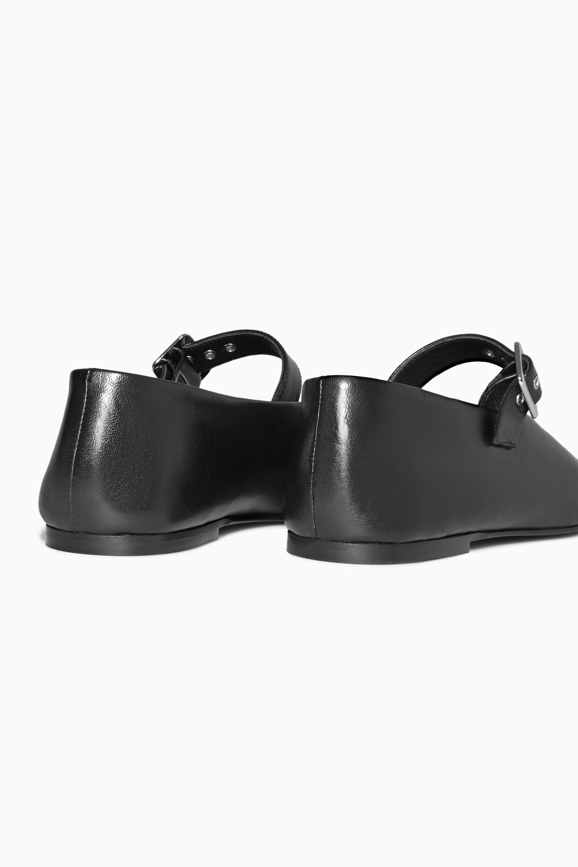 LEATHER MARY-JANE FLATS - BLACK | COS