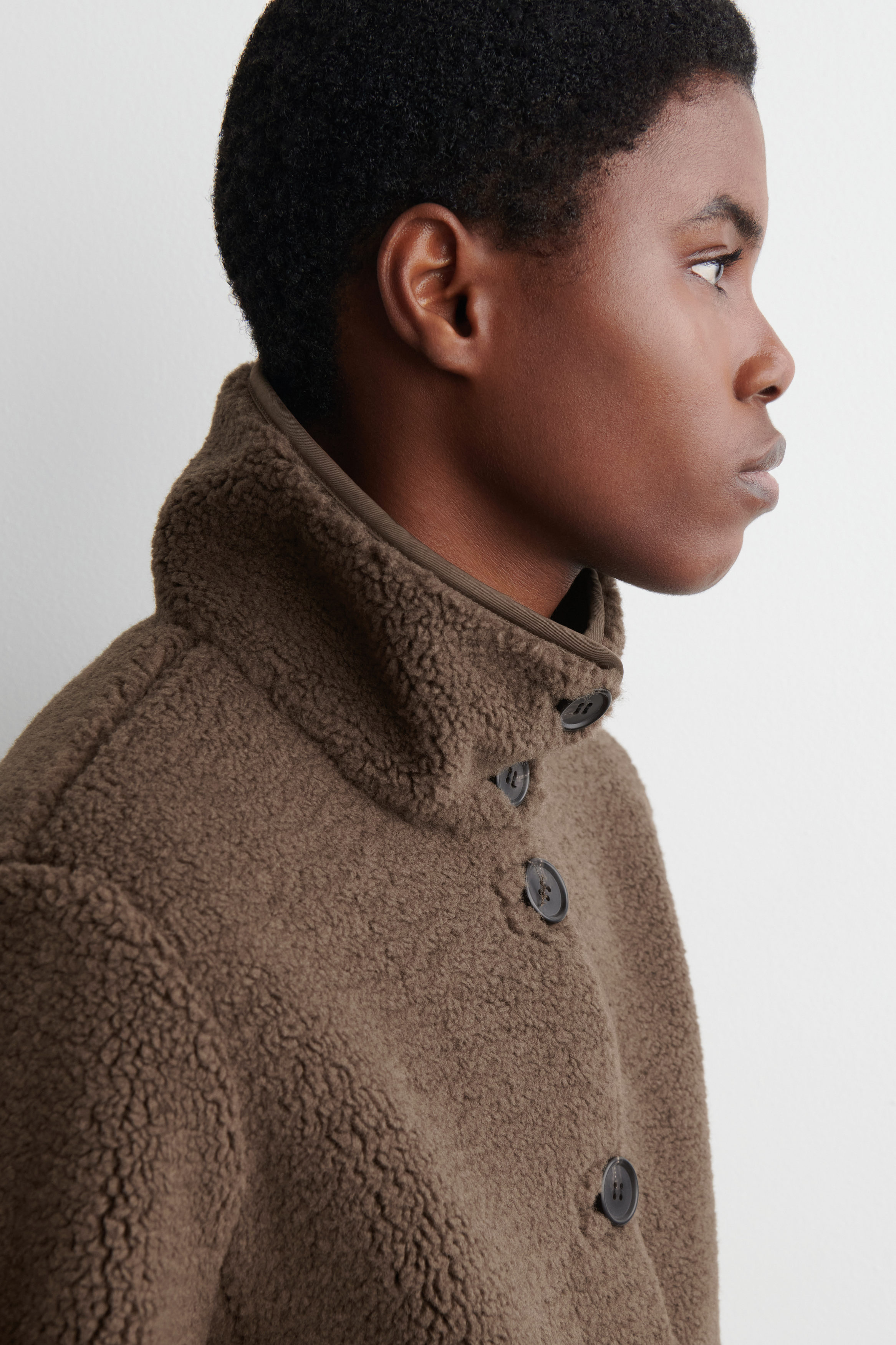 MOCK-NECK TEDDY JACKET - BROWN | COS US