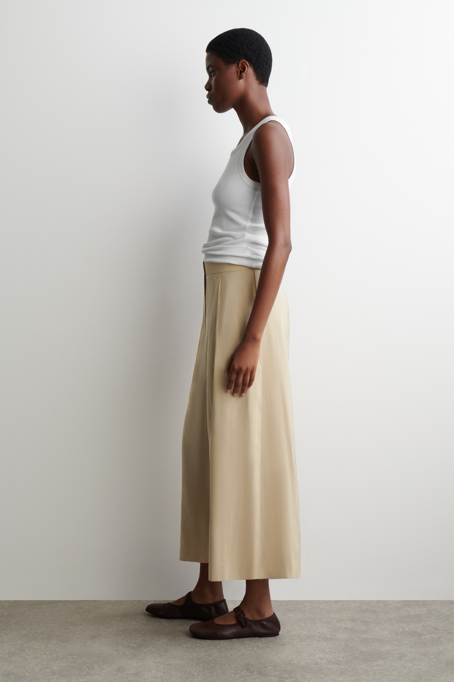 PANTALONI CULOTTE PLISSÉ FLUIDI - BEIGE/BLU - 6