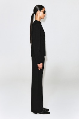 MERINO WOOL-BLEND CARDIGAN — BLACK 4