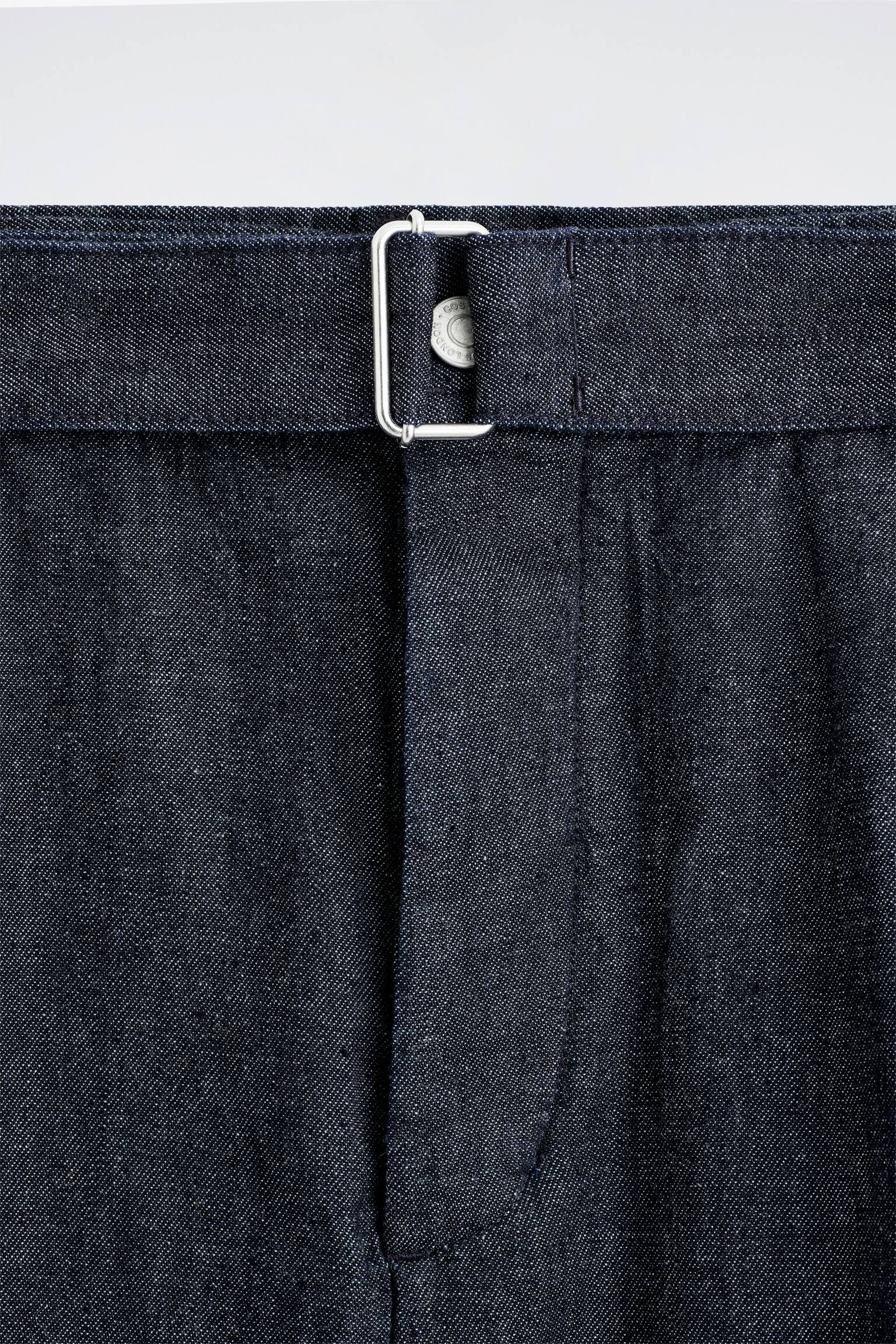 BELTED WIDE-LEG DENIM SHORTS - INDIGO - 7