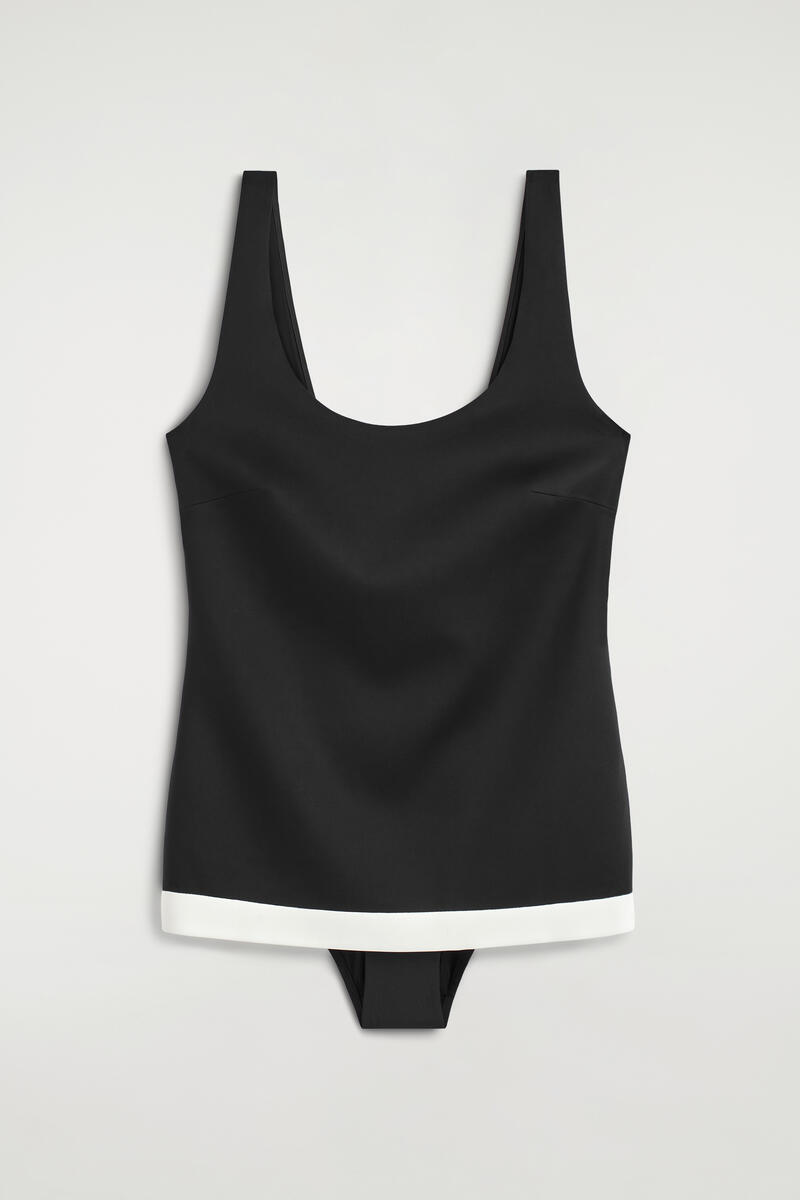 COS Colour-Block Scuba Tank Swimsuit Black Women's Size 40