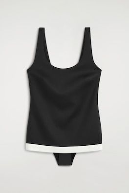 COLOUR-BLOCK SCUBA TANK SWIMSUIT — BLACK / CREAM 8