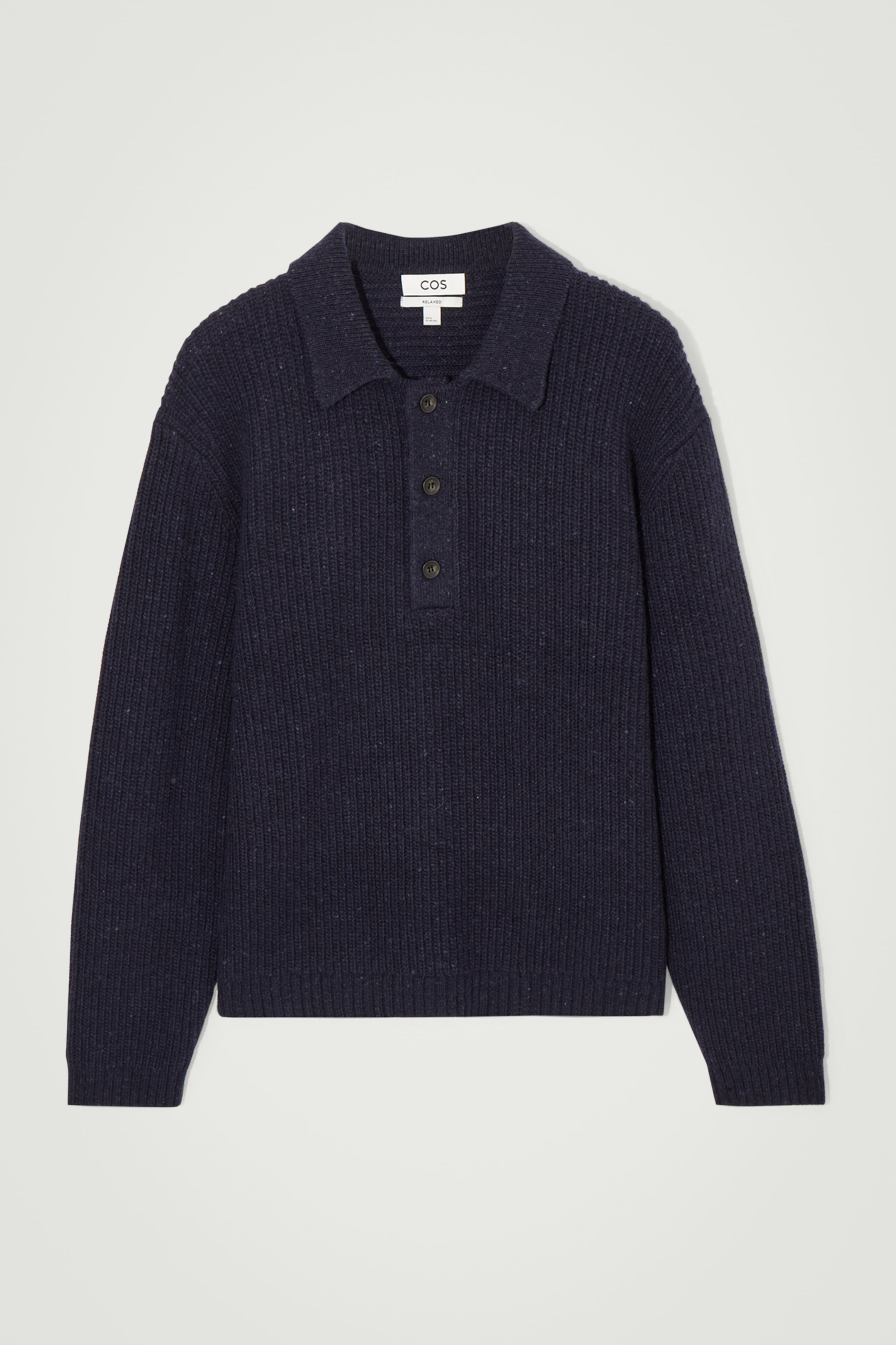 Ingrandisci l'immagine: RIBBED WOOL AND CASHMERE-BLEND POLO SHIRT - NAVY - UOMO | H&M CH 1
