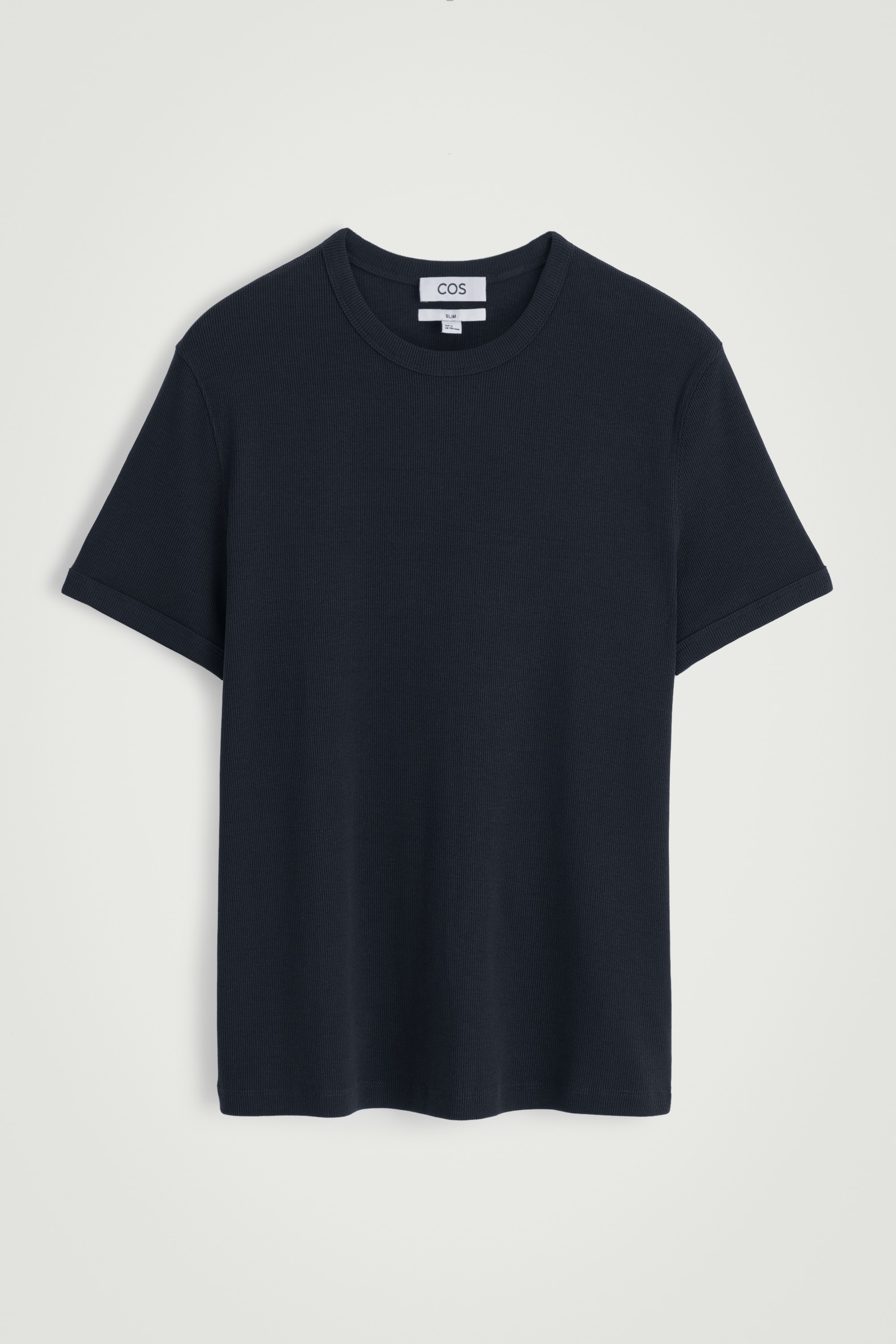 SLIM RIBBED COTTON T-SHIRT - NAVY/WHITE/DARK KHAKI/KHAKI/CHARCOAL/NAVY/BLACK/LIGHT GREY/DARK MOLE