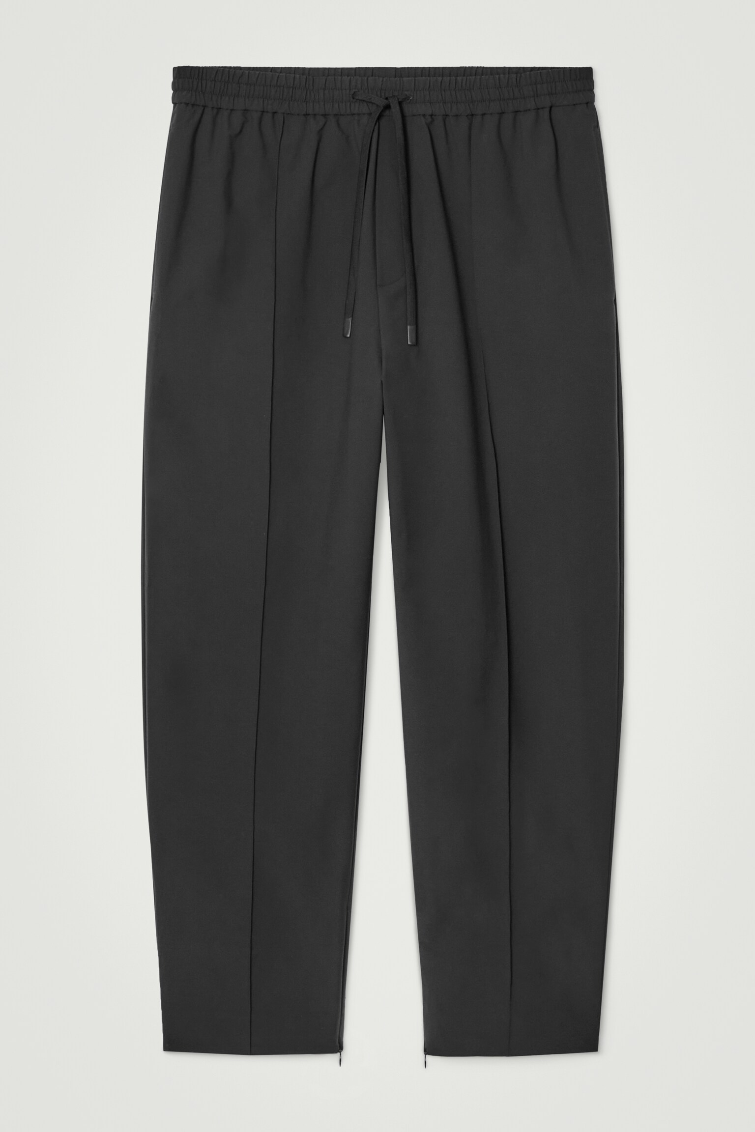 PINTUCKED TAPERED TRACK PANTS - BLACK/GREY - 1