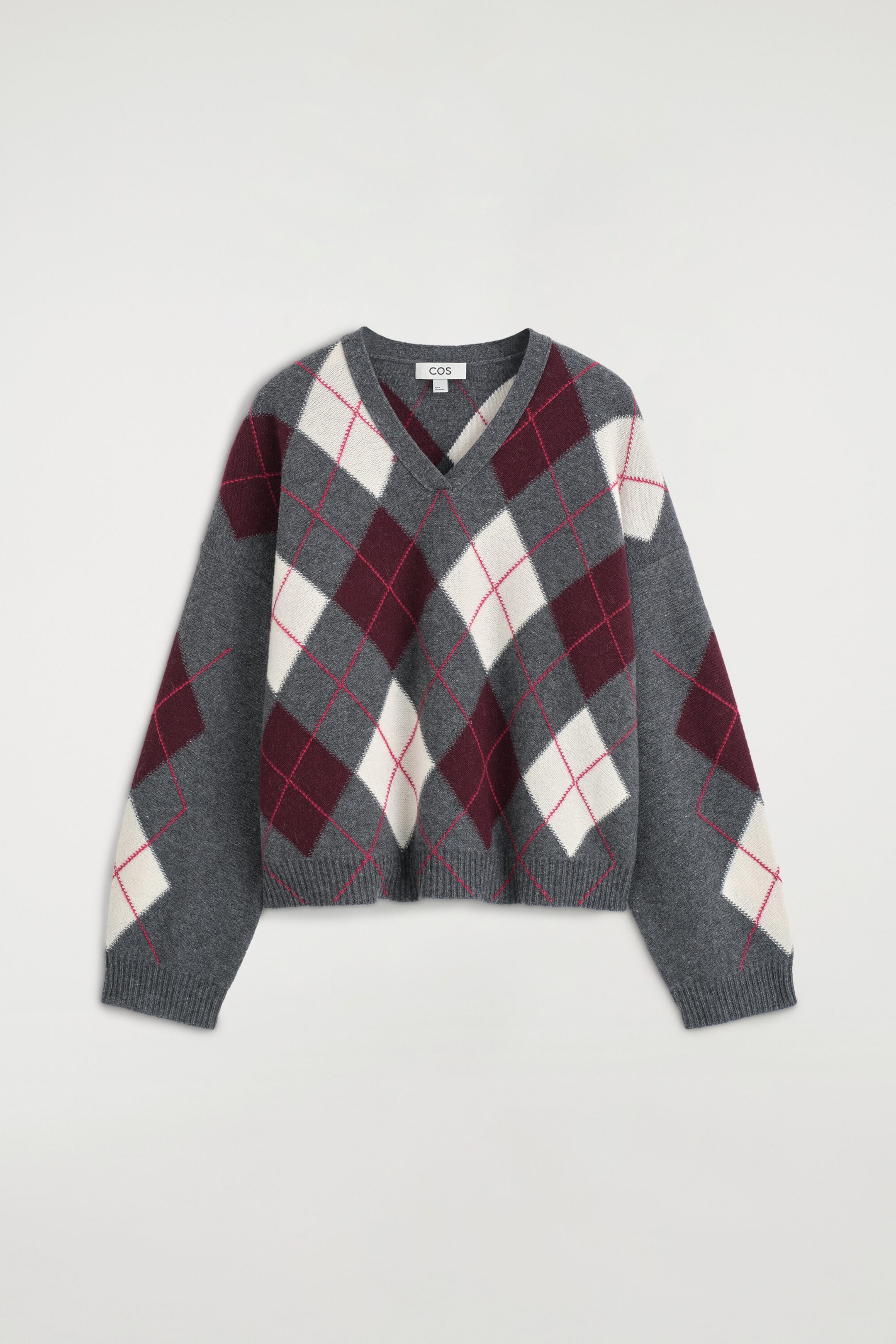 ARGYLE WOOL-ALPACA V-NECK JUMPER