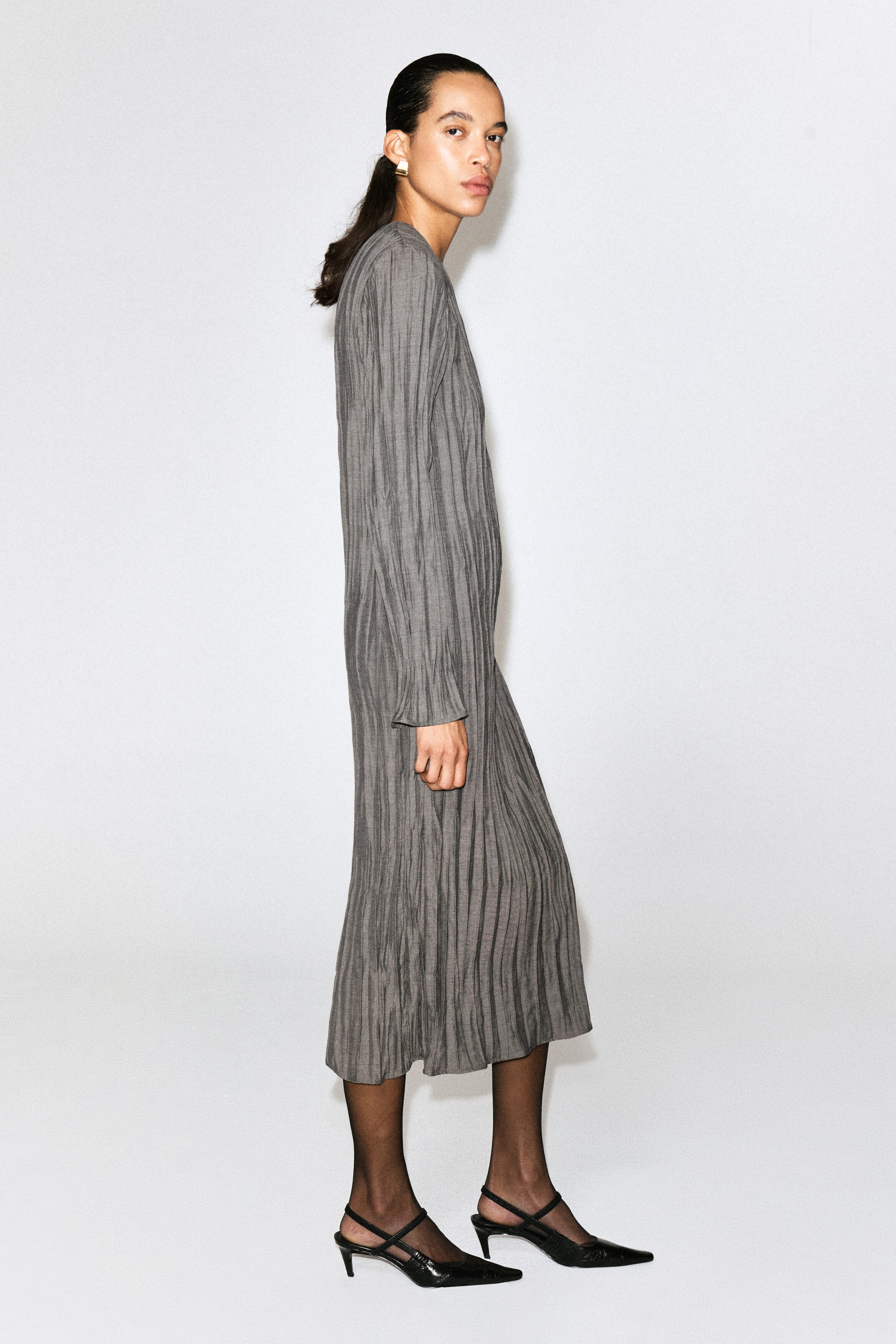 CRUSHED-PLEAT MIDI DRESS thumbnail 4