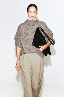 CHUNKY BRUSHED-CASHMERE HOODIE — GRAY MÉLANGE 1
