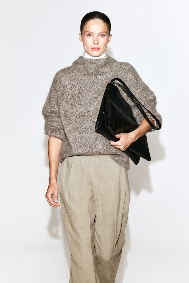CHUNKY BRUSHED-CASHMERE HOODIE — GRAY MÉLANGE