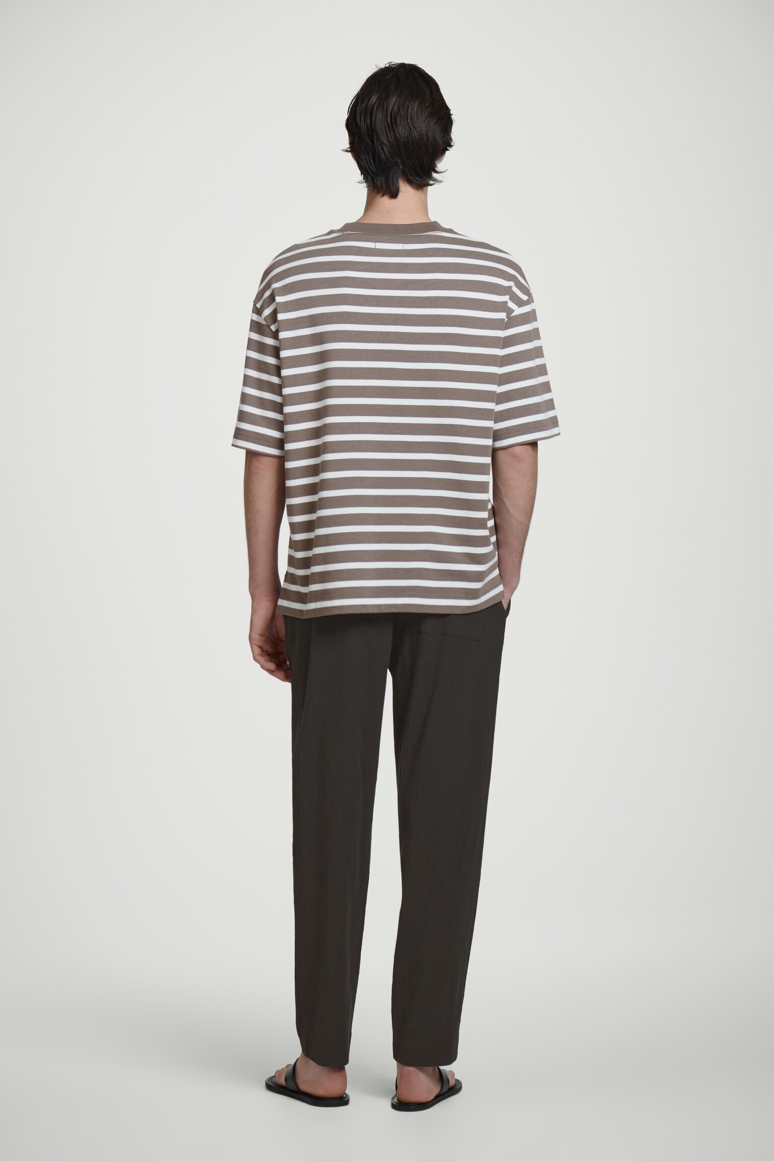 T-SHIRT OVERSIZE EN COTON ÉPAIS - BRUN / RAYURES/BLANC/NOIR/BLEU MARINE / RAYURES/BLEU COBALT - 6