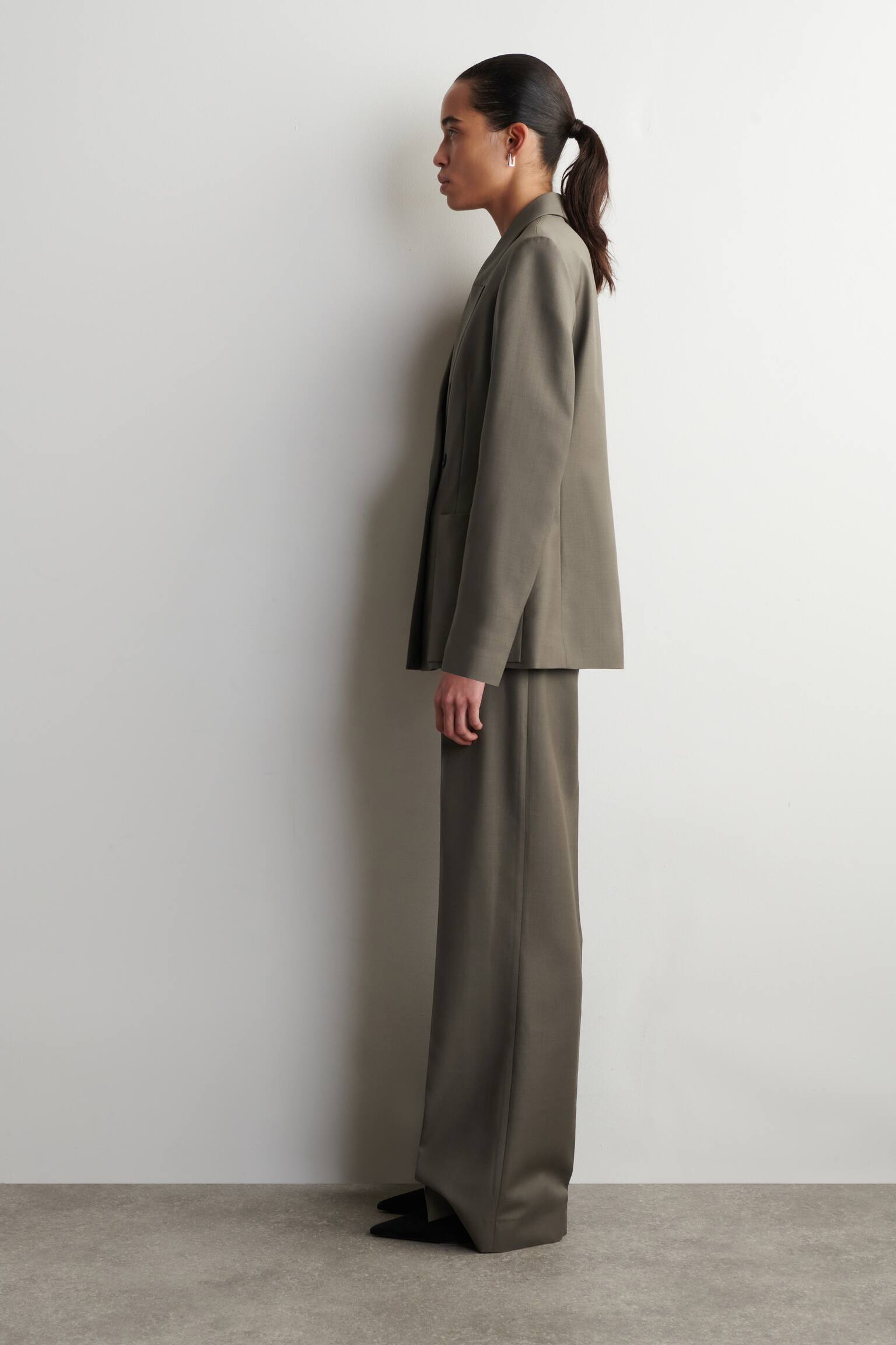 DOUBLE-BREASTED WOOL-TWILL BLAZER - TAUPE - 5