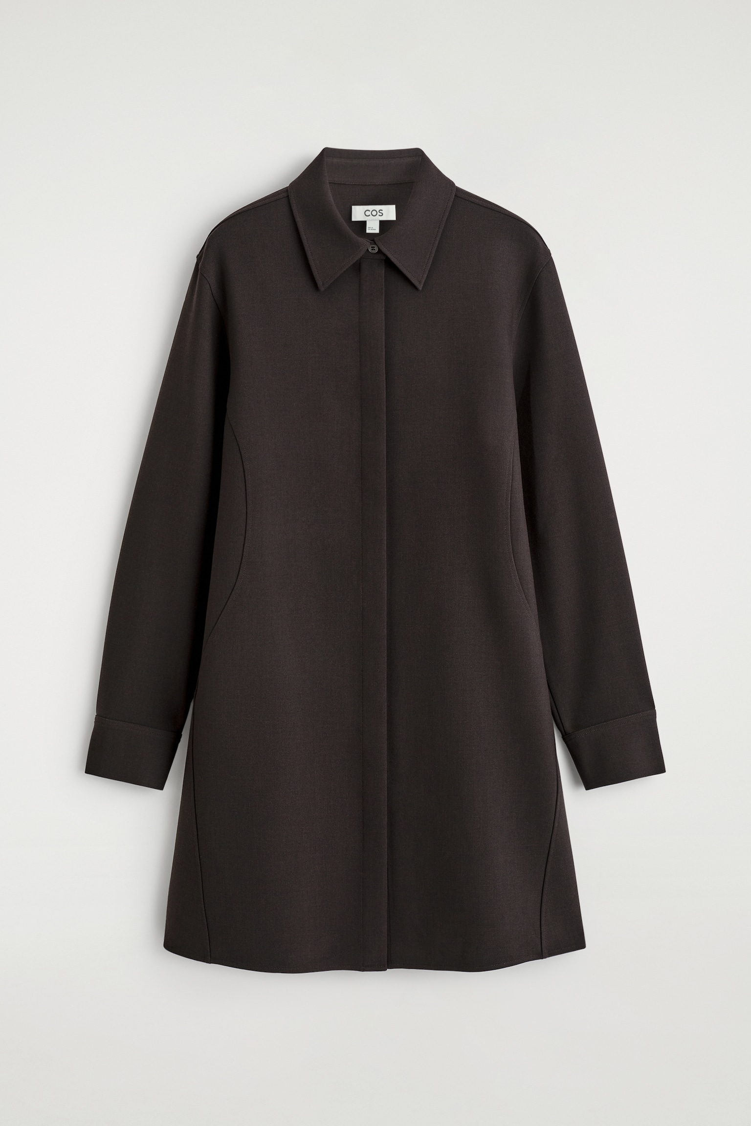 Lange mouwen mini overhemdjurk - DONKERBRUIN - 2