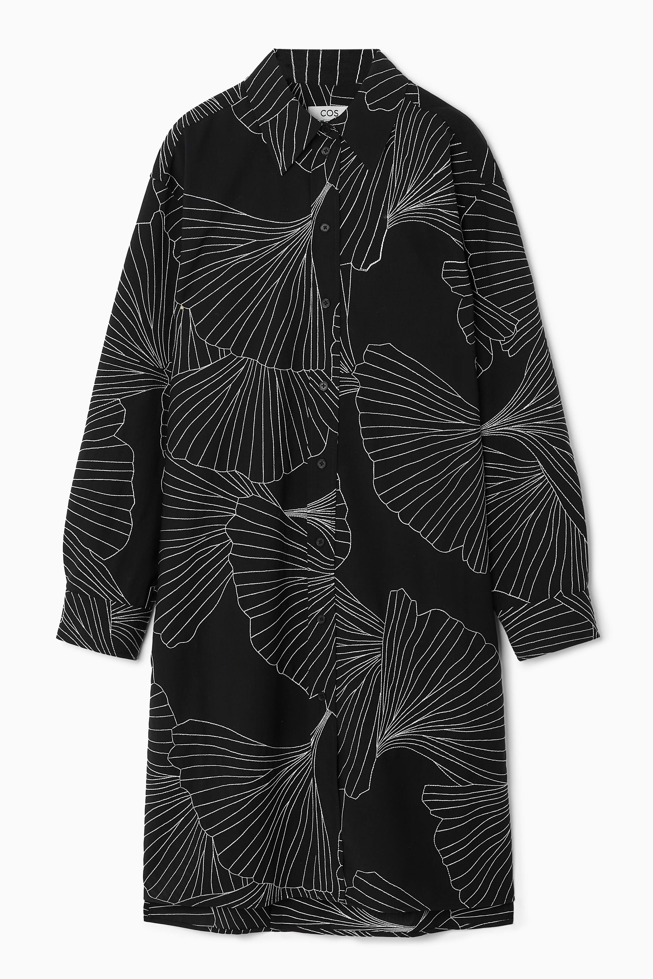 Visualizza l'immagine ingrandita: BESTICKTES HEMDBLUSENKLEID AUS WOLLE - SCHWARZ/FLORALER PRINT - DONNA | H&M CH 1