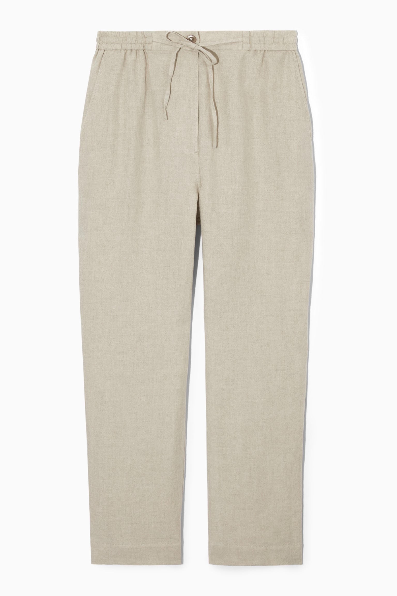 BARREL-LEG LINEN TROUSERS - STONE