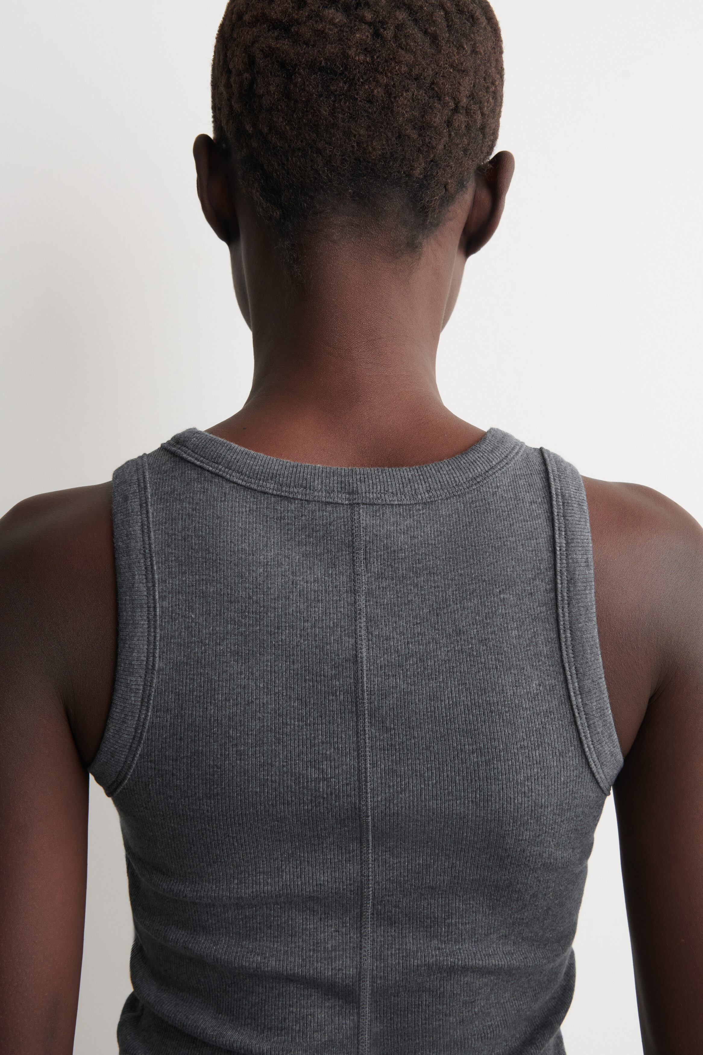 RIBBED COTTON TANK TOP - DARK-GRAY MÉLANGE | COS US