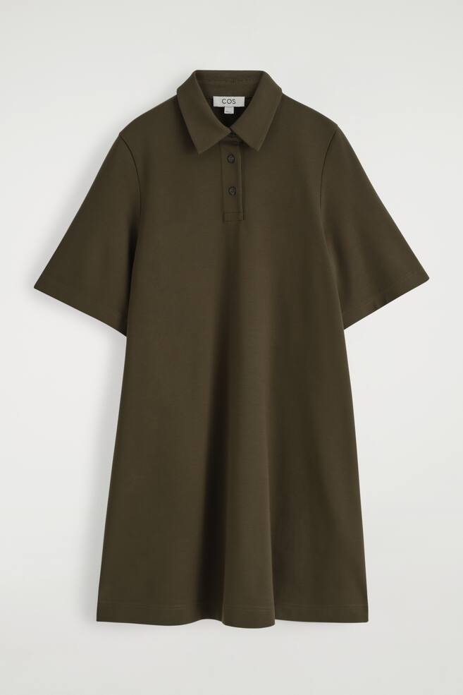KURZES POLOKLEID AUS JERSEY - DUNKLES KHAKI - 1