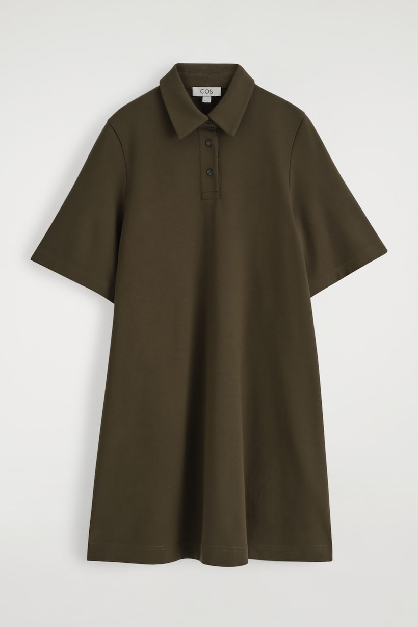 JERSEY POLO MINI DRESS - DARK KHAKI | COS US