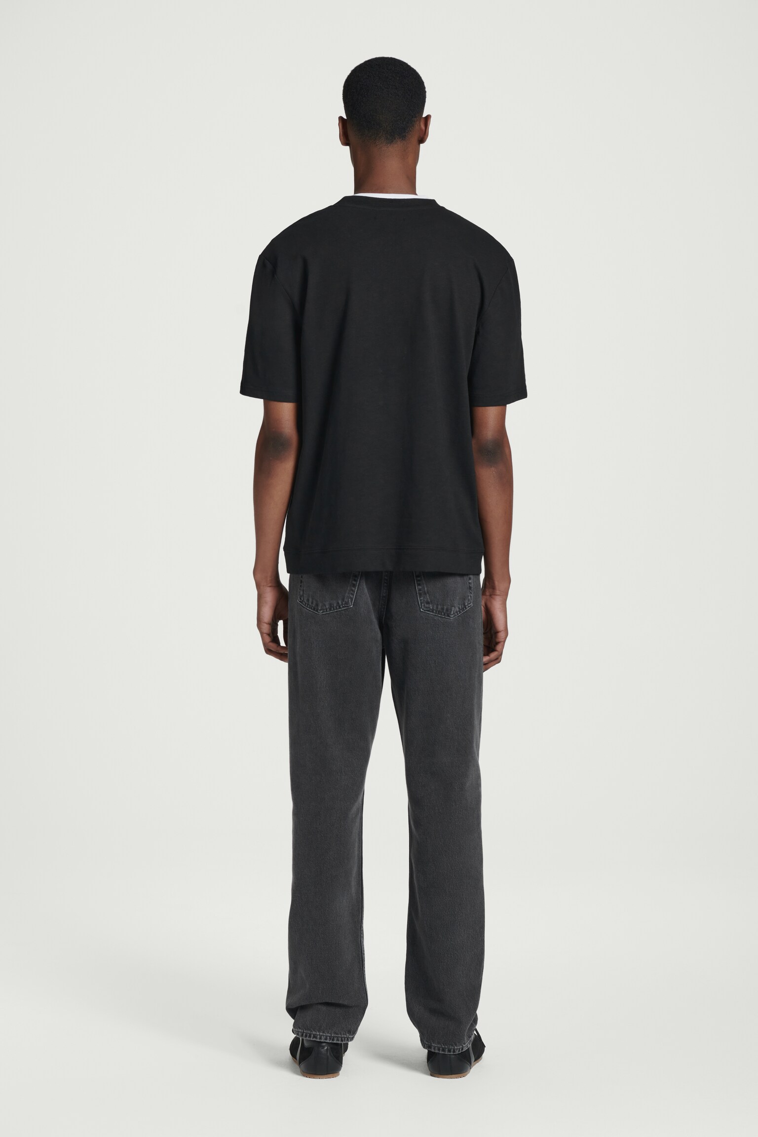 RELAXED SLUBBED COTTON-LINEN T-SHIRT - BLACK/WHITE/APRICOT/BLUE - 7