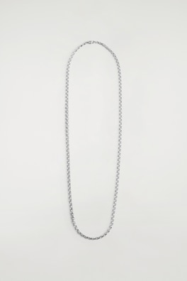 TEARDROP-LINK LONG CHAIN NECKLACE — SILVER 4