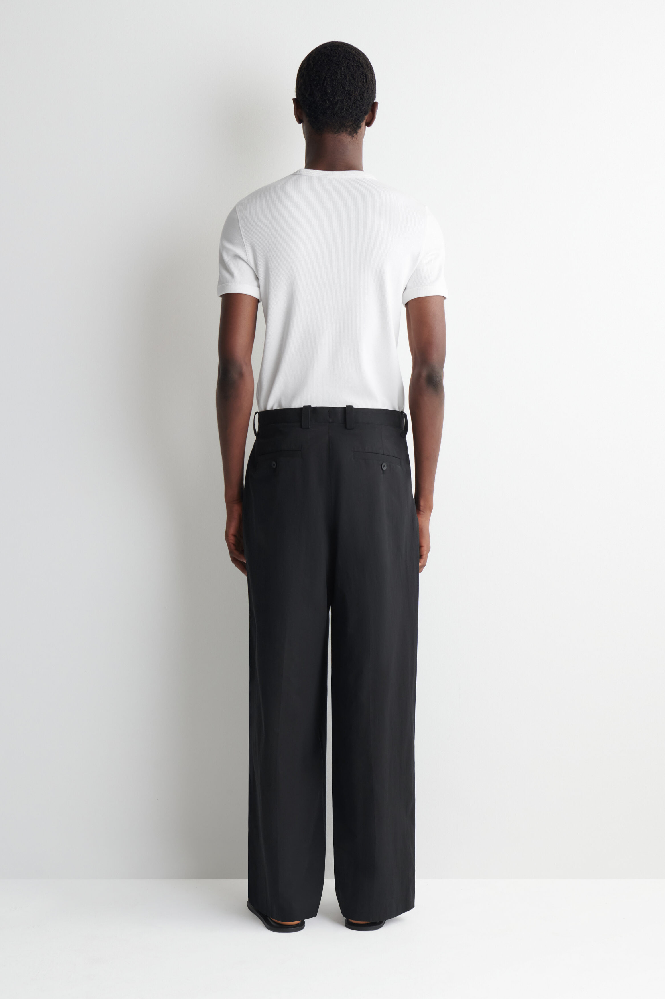 COTTON RELAXED WIDE-LEG DRAWSTRING PANTS - thumbnail 3