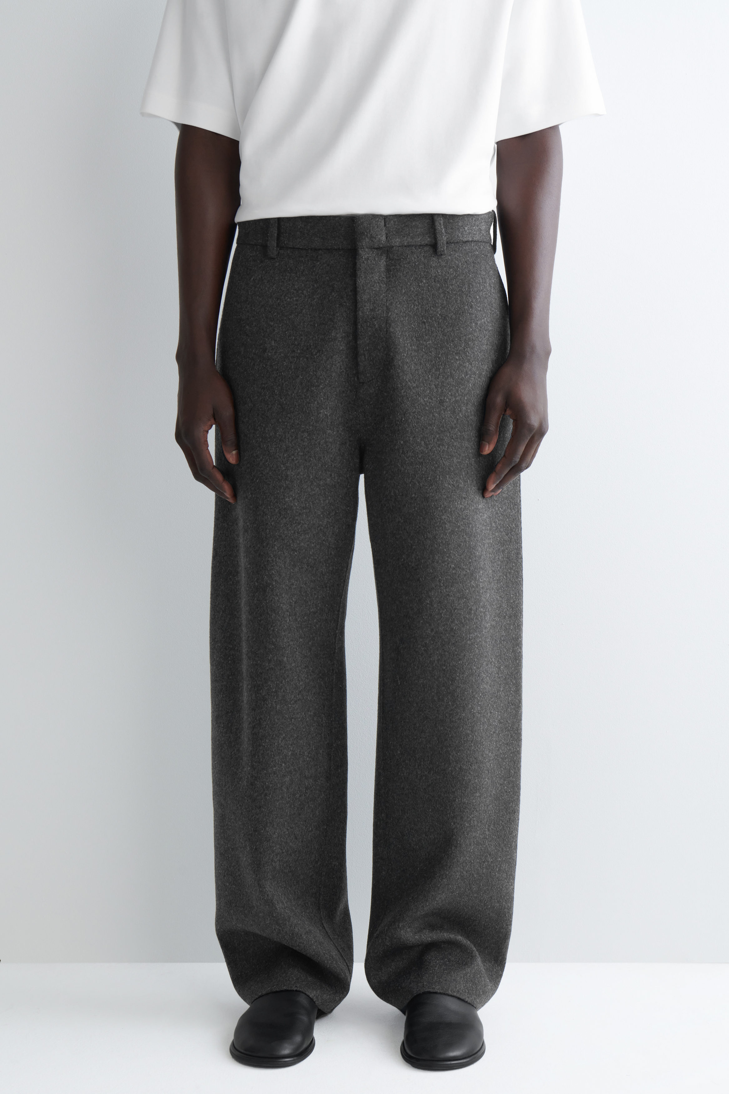 LIDNMSUMMER WOOL WIDE SLACKS　L Tanming Women's Casual High Waist Trousers Wool Blend